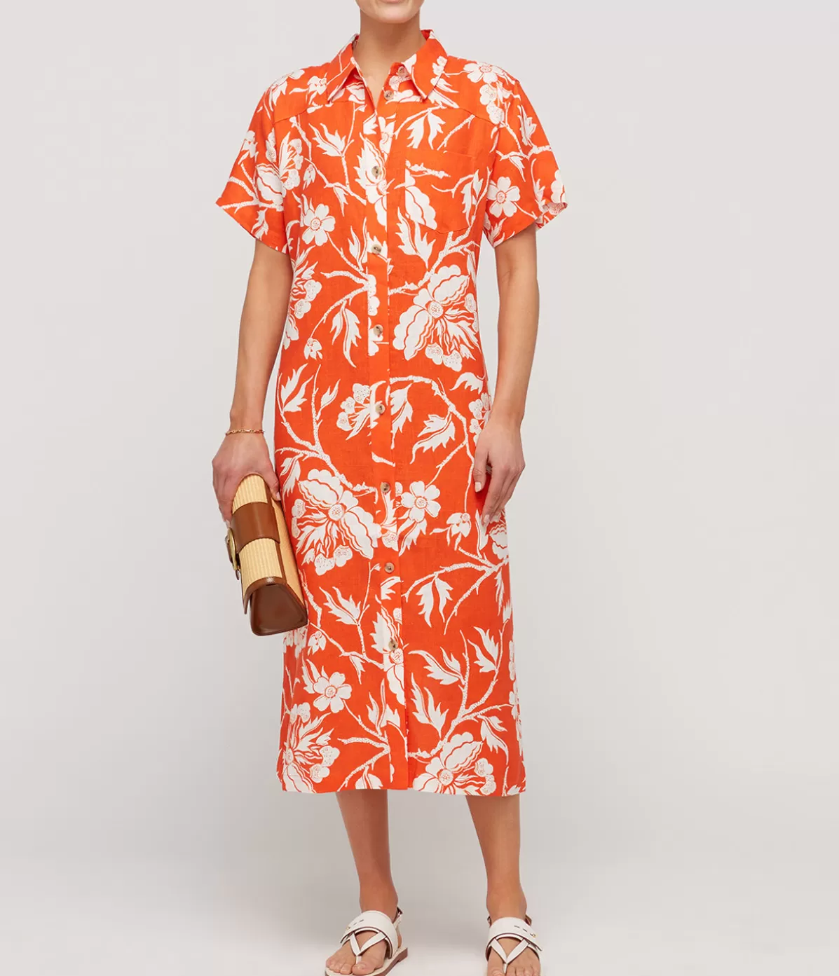 Mara Hoffman Abbie Shirtdress in Poppy White Best