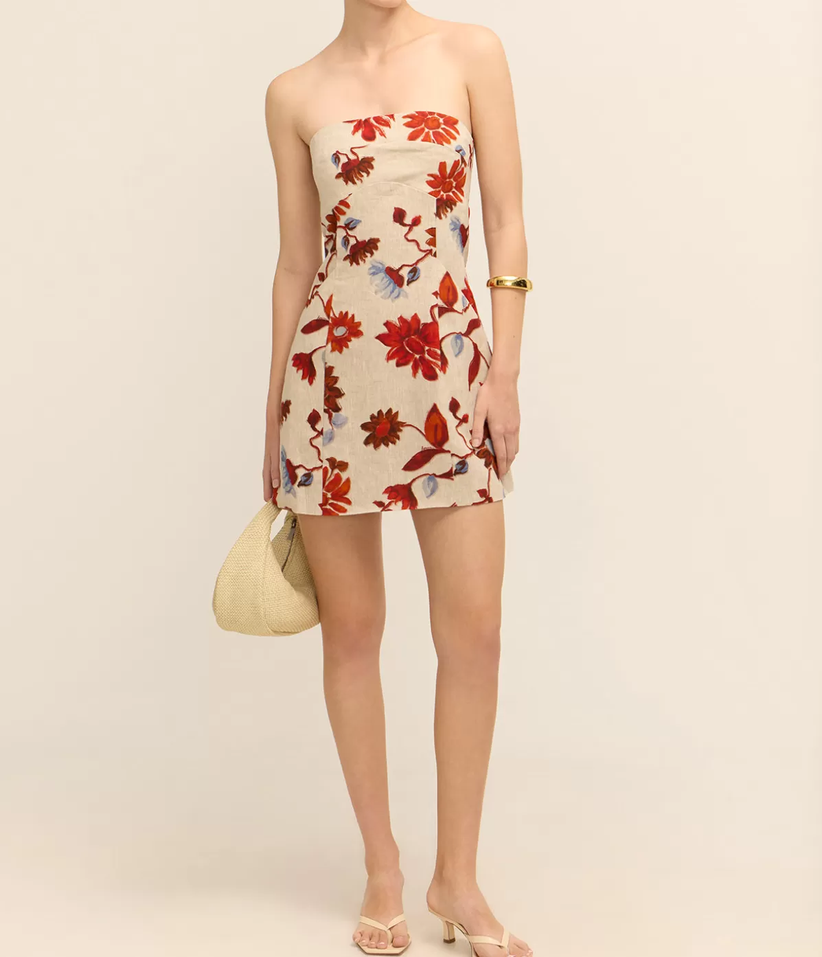 Roame Alba Mini Dress in Cactus Bloom Sand Cheap