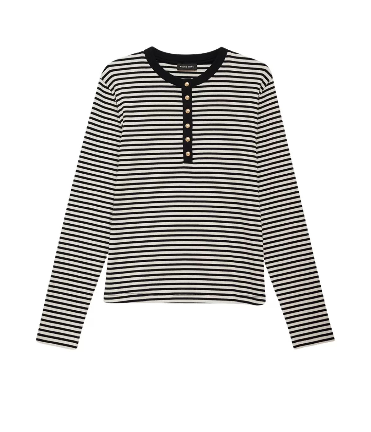 Anine Bing Alessia Long Sleeve Tee in Cream and Black Stripe Cheap