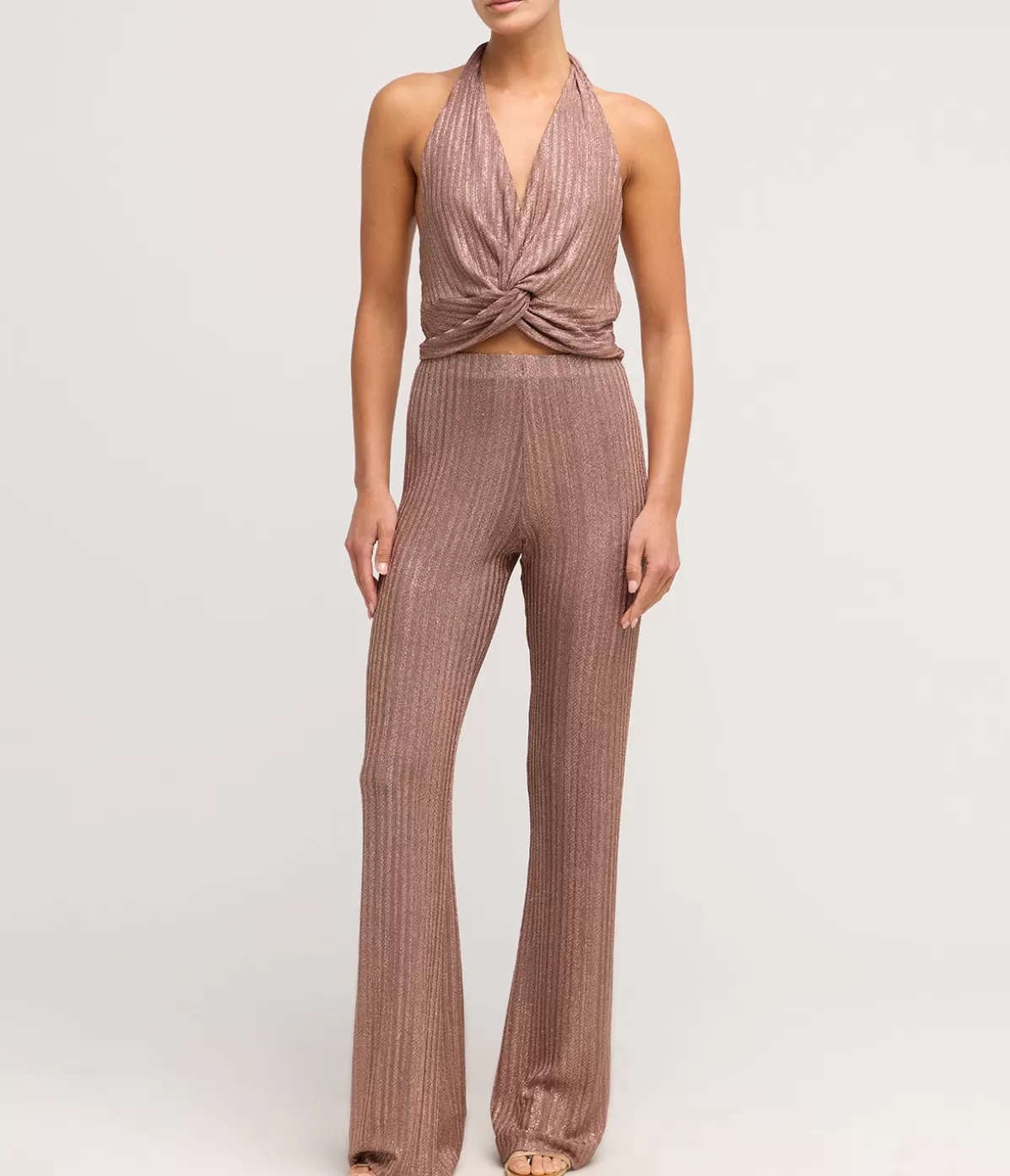 Aaizel A-Line Knit Pant in Metallic Toffee Hot