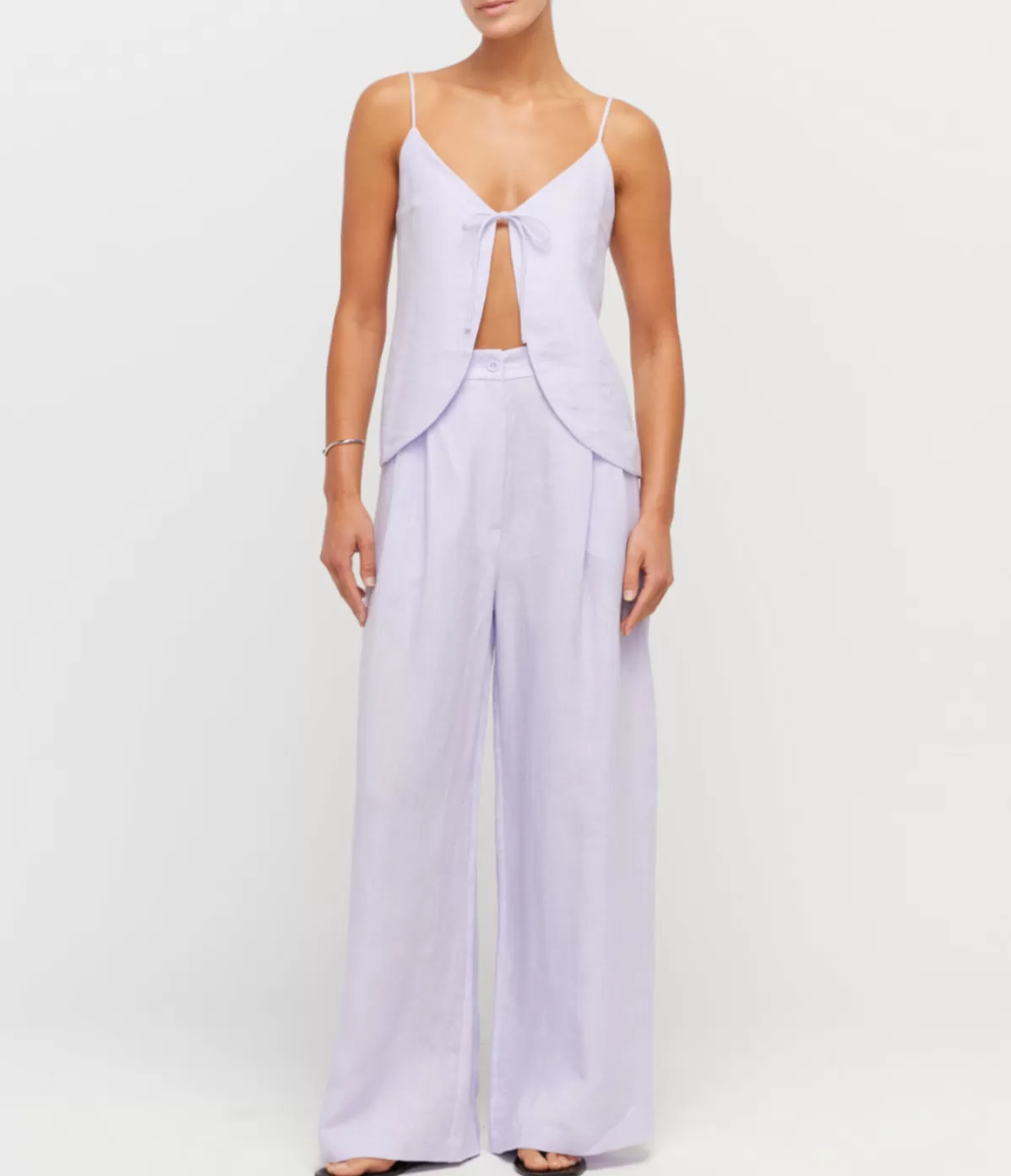 Casa Raki Alma Linen Wide Leg Trousers in Lilac Outlet