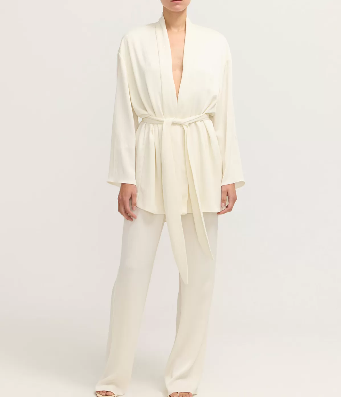 Solaqua Alma Pleated Robe in Ivory Sale