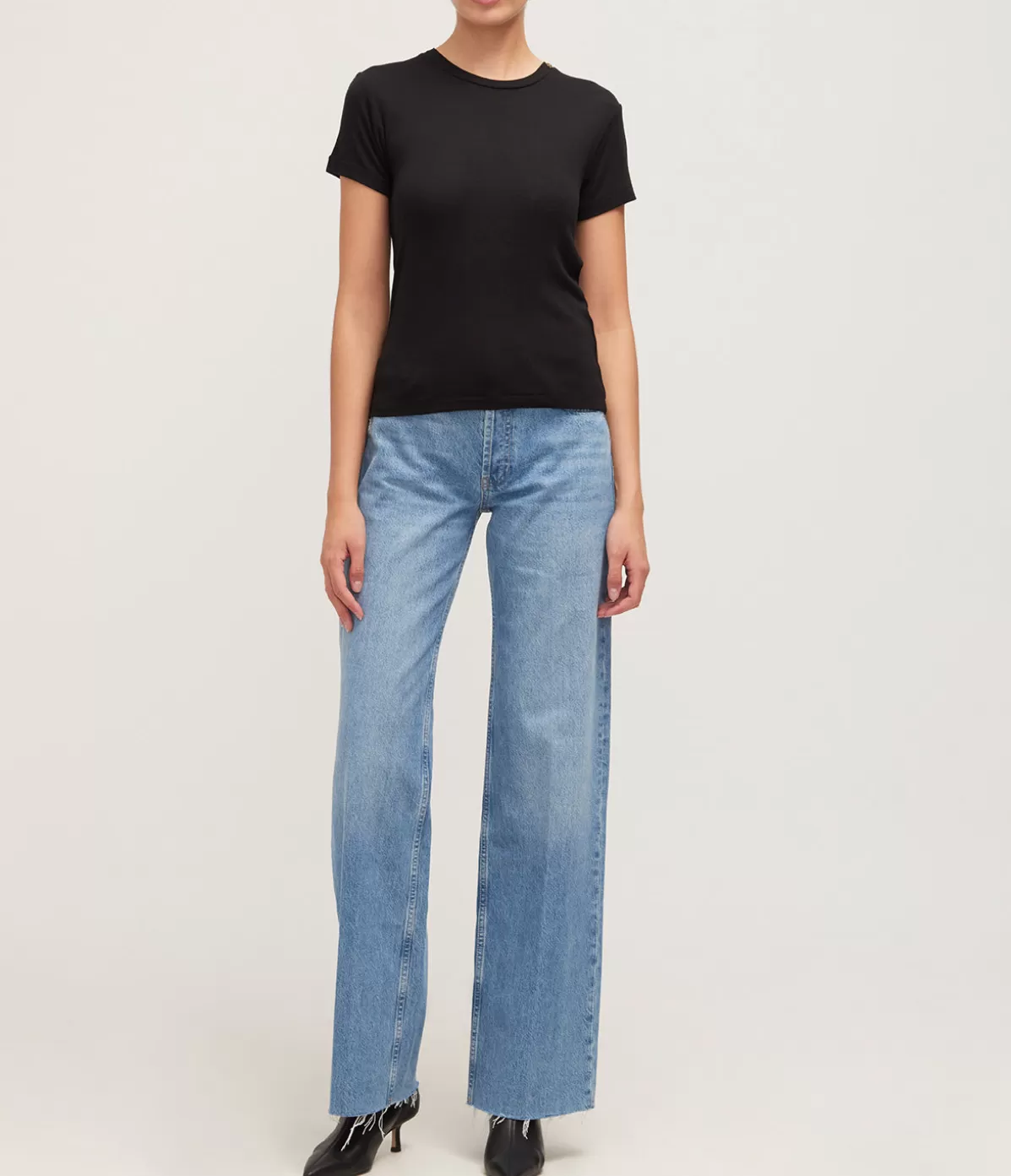 Anine Bing Amani Tee in Black Cashmere Blend Shop