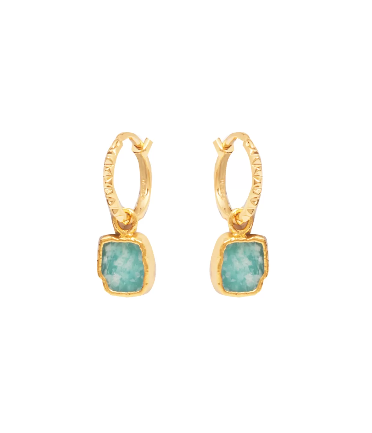 Missoma Amazonite Mini Charm Pyramid Hoops in Gold Outlet