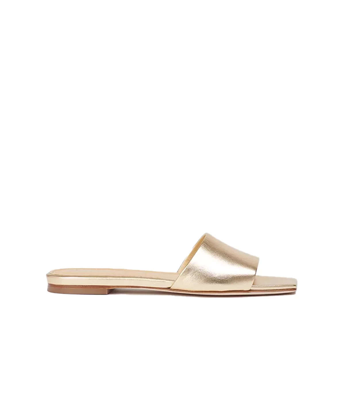 Aeyde Anna Laminated Nappa Leather Flat in Gold Outlet