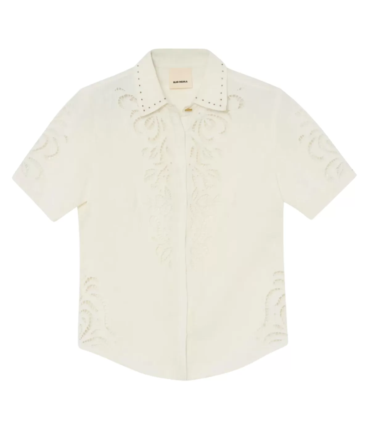 Ilio nema Anystos Linen Embroided Shirt in White Online