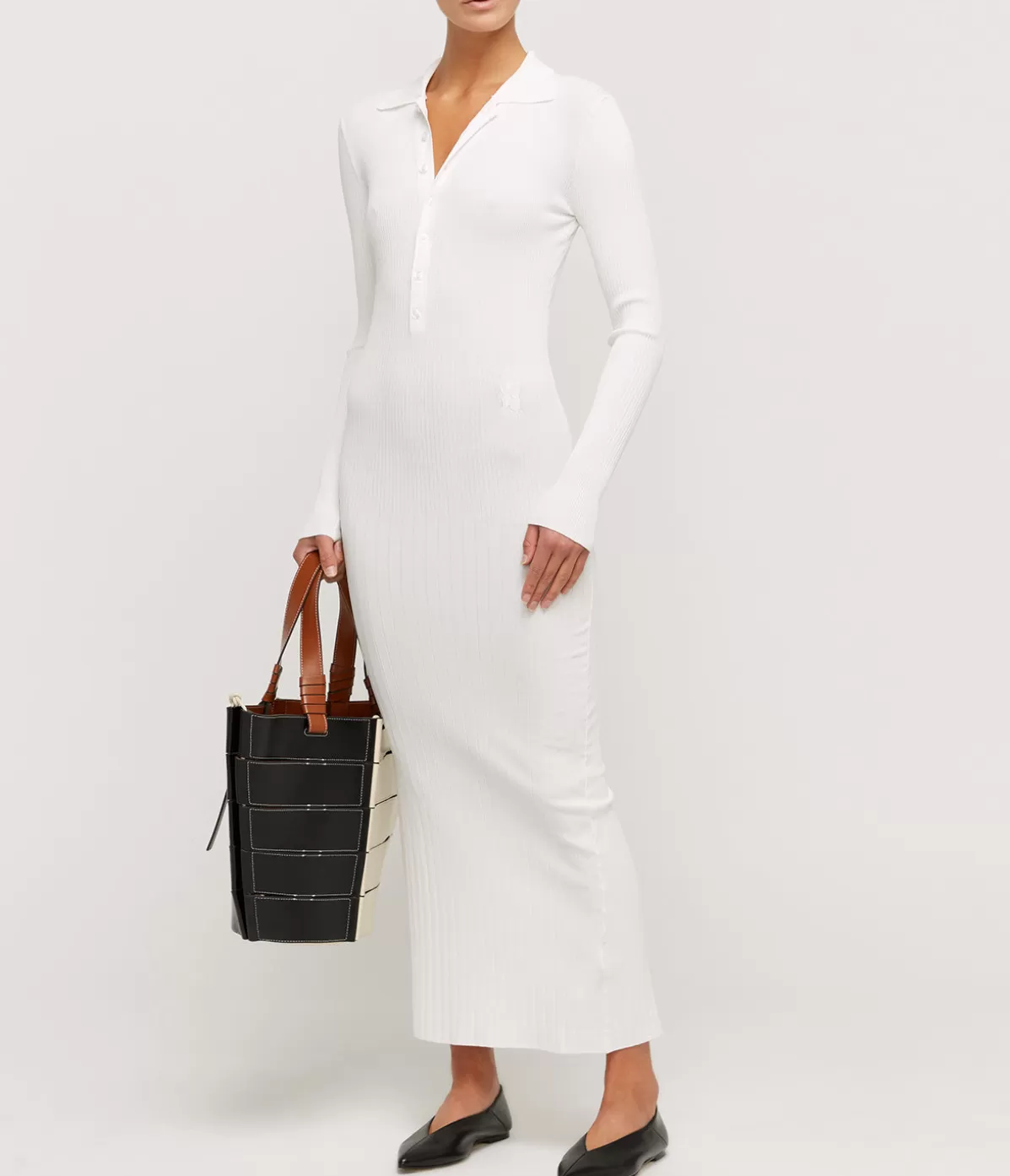 Yaitte Aspen Knit Polo Dress in Crisp White Discount