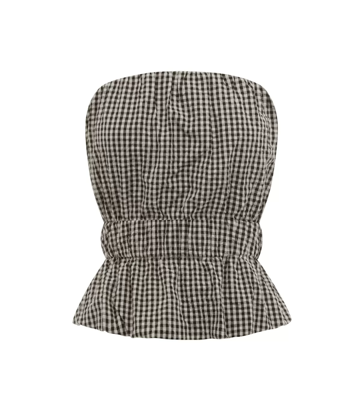 Posse Aurelia Strapless Top in Gingham Black and Cream Outlet