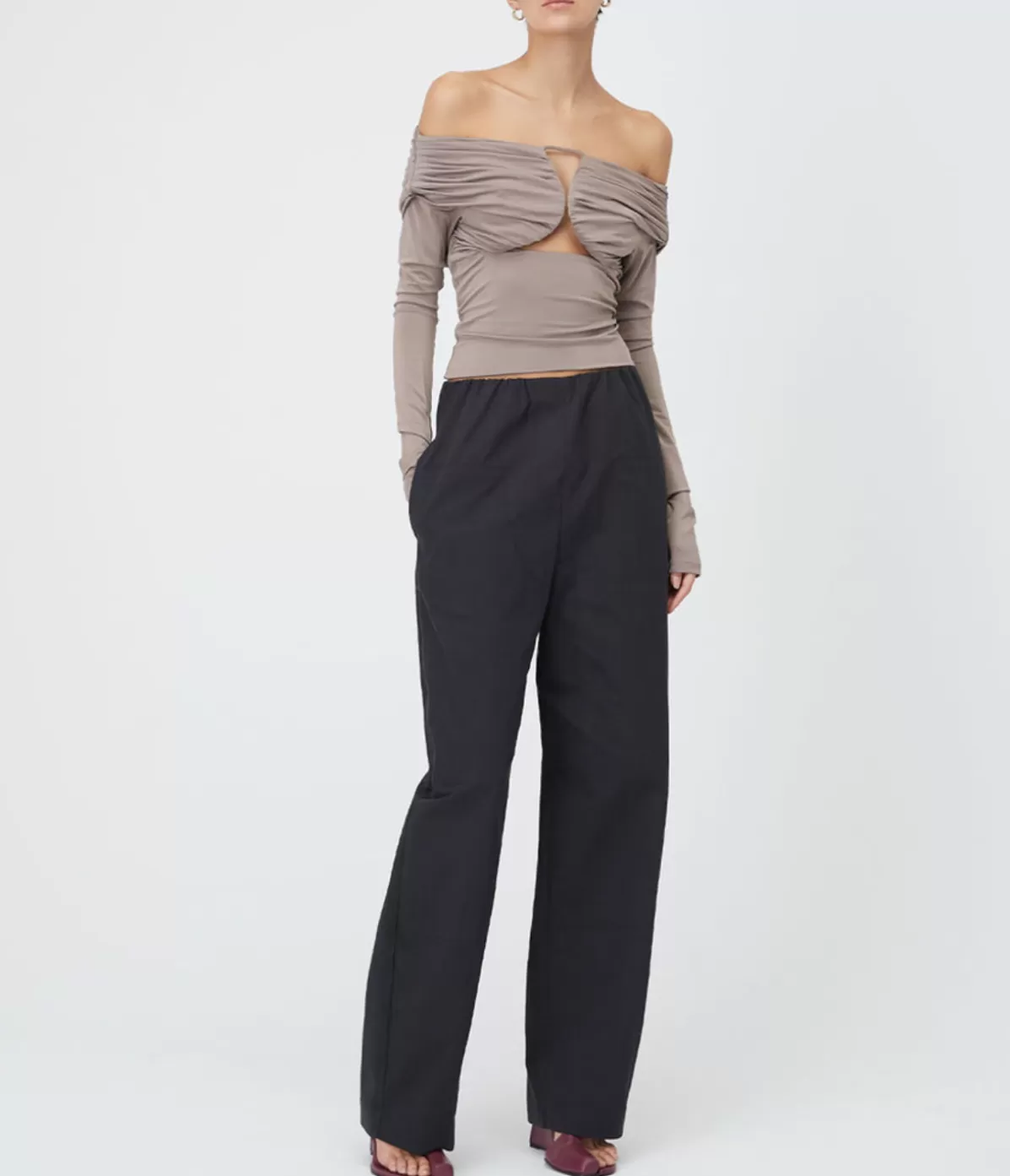 Paris Georgia Axel Off Shoulder Top in Concrete Cheap