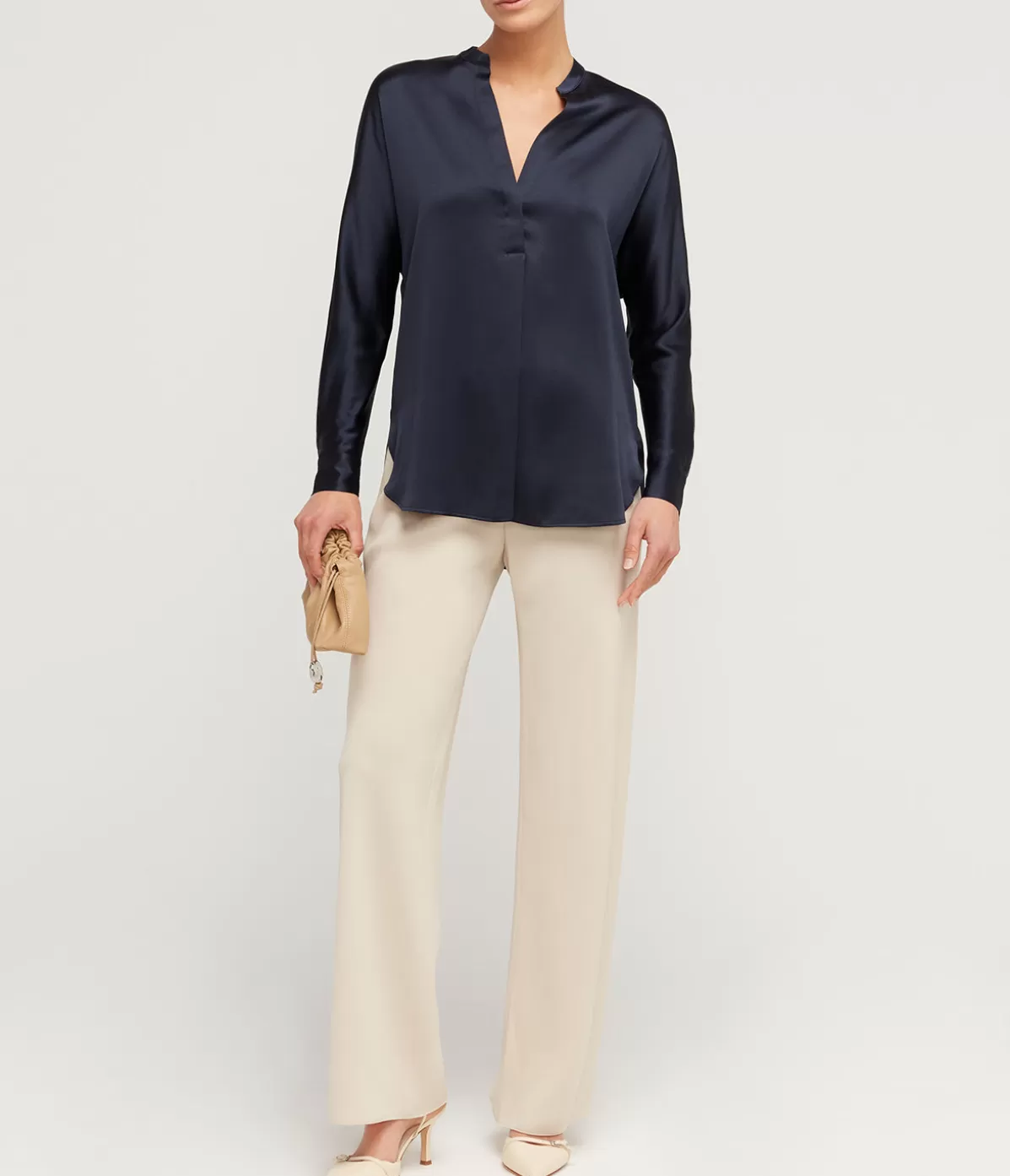 Vince Band Collar Blouse in Coastal Best