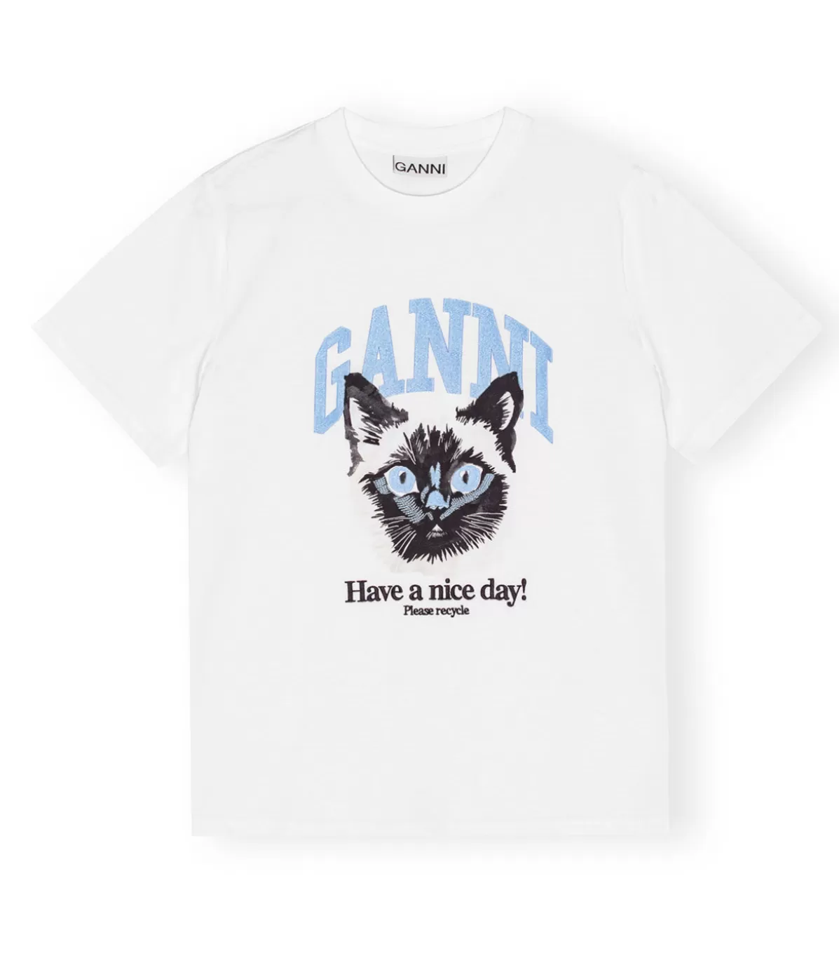 Ganni Basic Jersey Cat Relaxed T-shirt New