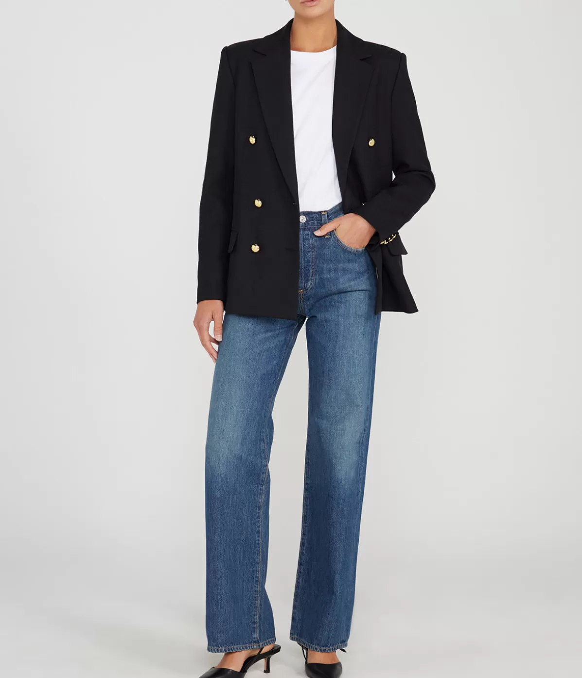 Simkhai Becky Double Breasted Blazer in Black Flash Sale