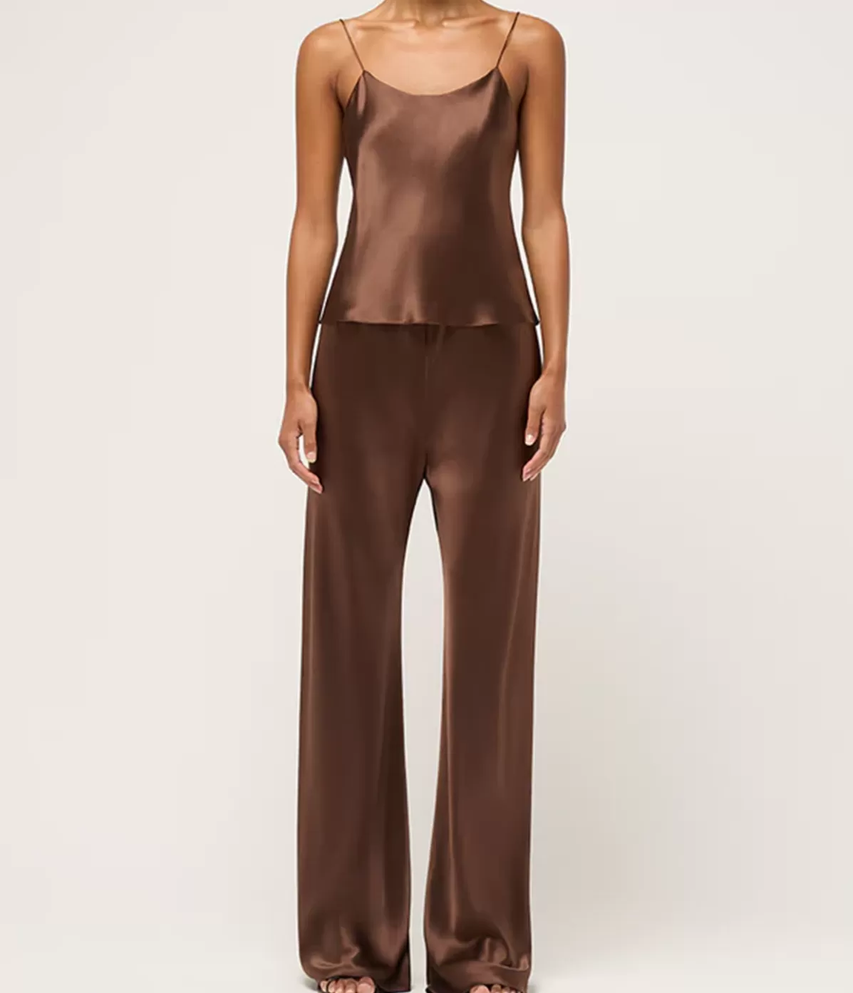 Michael Lo Sordo Bias Silk Satin Camisole in Brown New