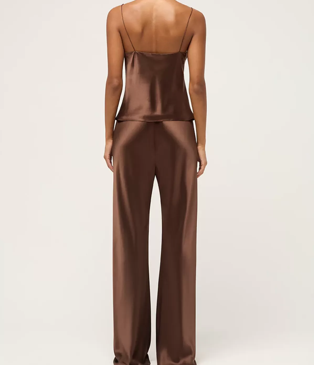 Michael Lo Sordo Bias Silk Satin Camisole in Brown New