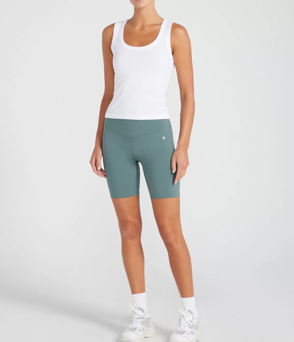 Anine Bing Blake Biker Short in Dark Sage Flash Sale