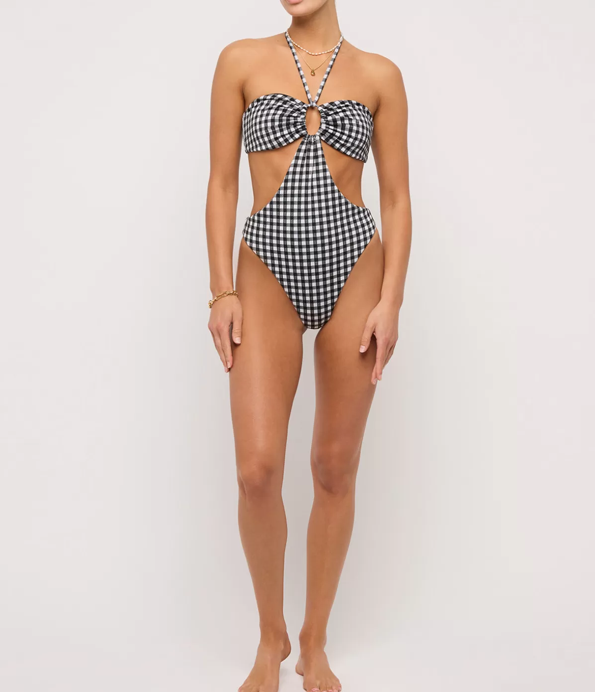 Mara Hoffman Blanca One Piece in Olympia Plaid Cheap