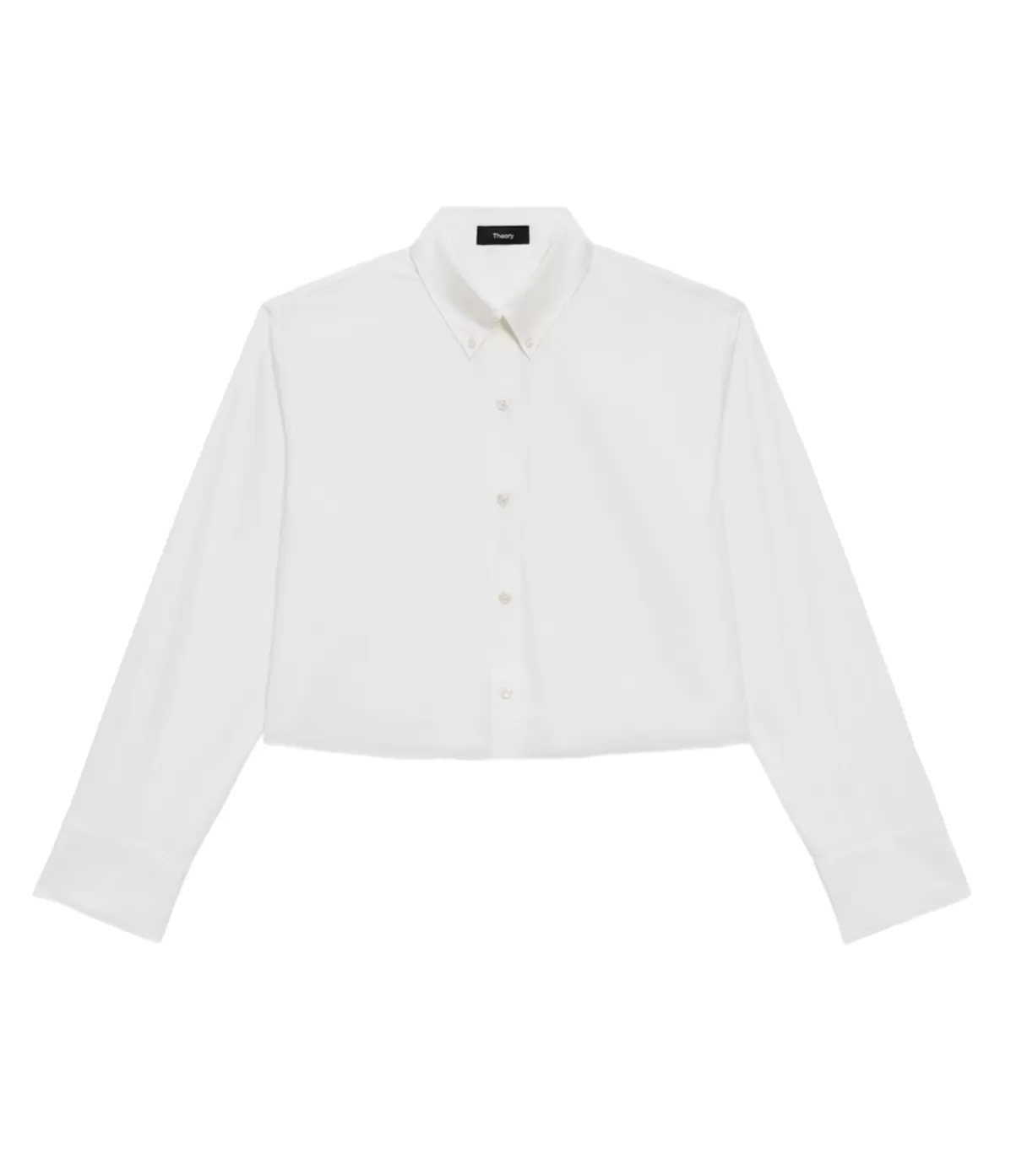 Theory Boxy Cropped Long Sleeve Shirt in White Shop