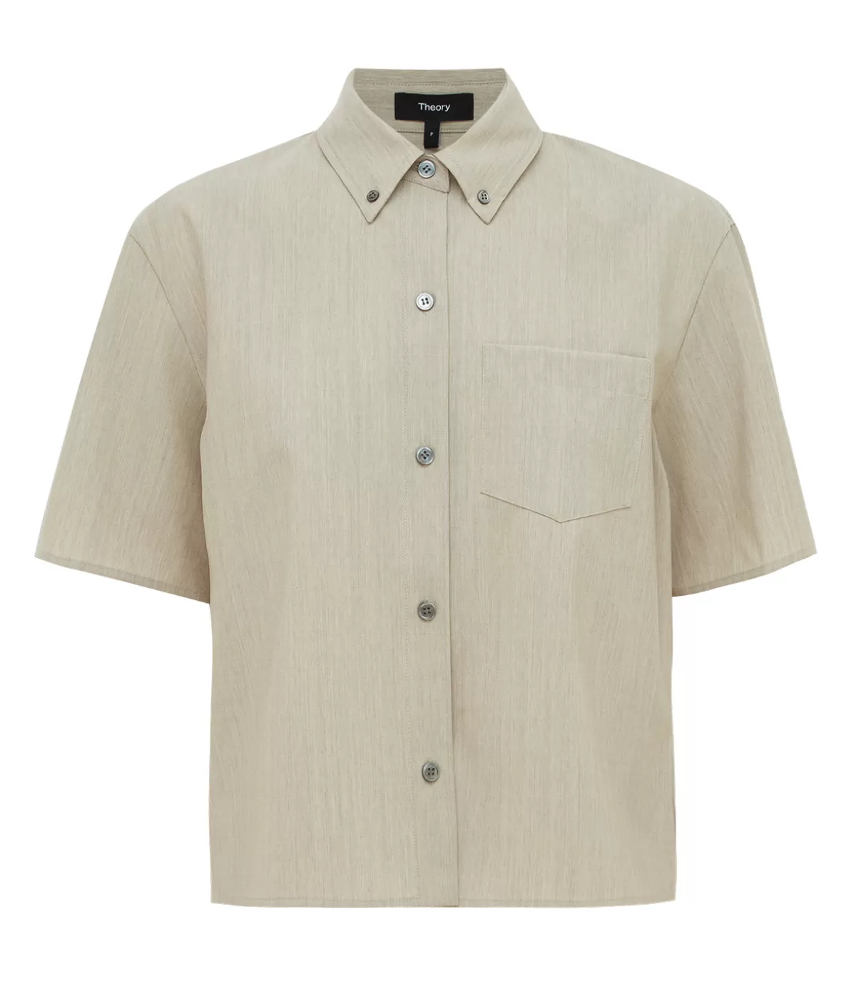 Theory Boxy Short Sleeve Shirt in Sand Melange New