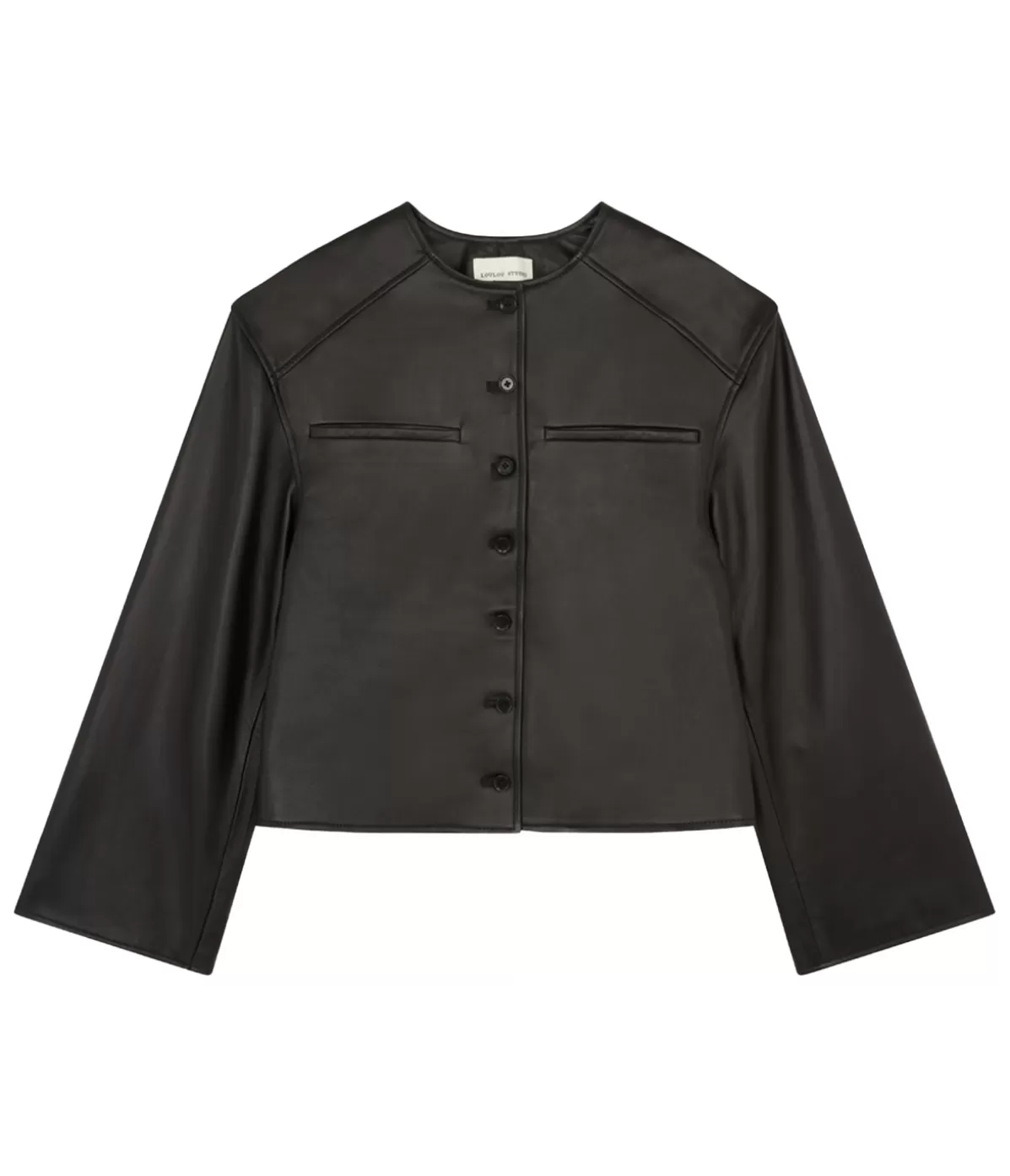 Loulou Studio Brize Cropped Leather Jacket in Black Online