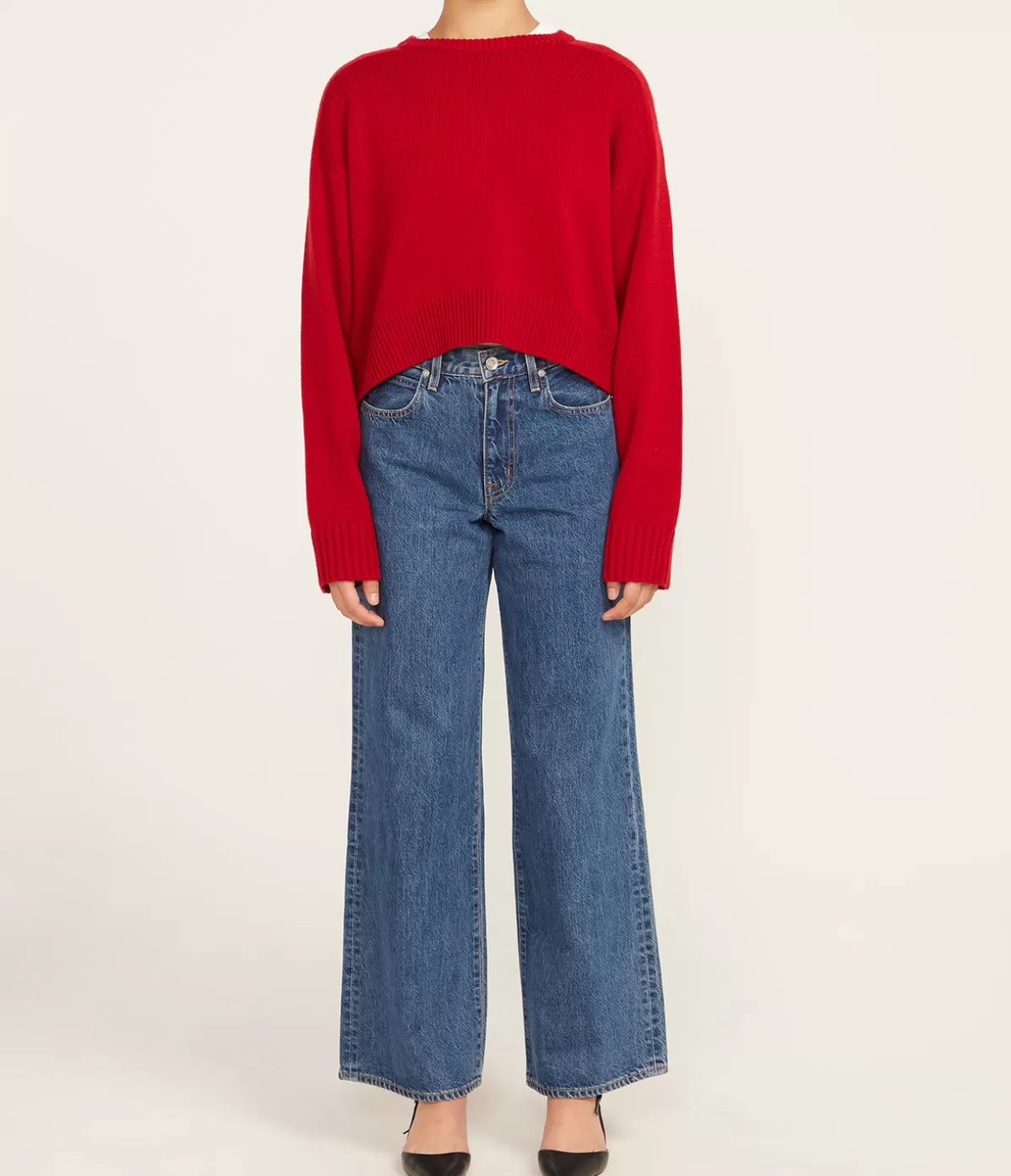 Loulou Studio Bruzzi Cashmere Sweater in Bugundy Red Outlet