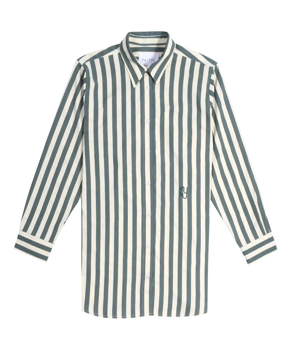 Yaitte Buoy Striped Shirt in Green and Off White Flash Sale