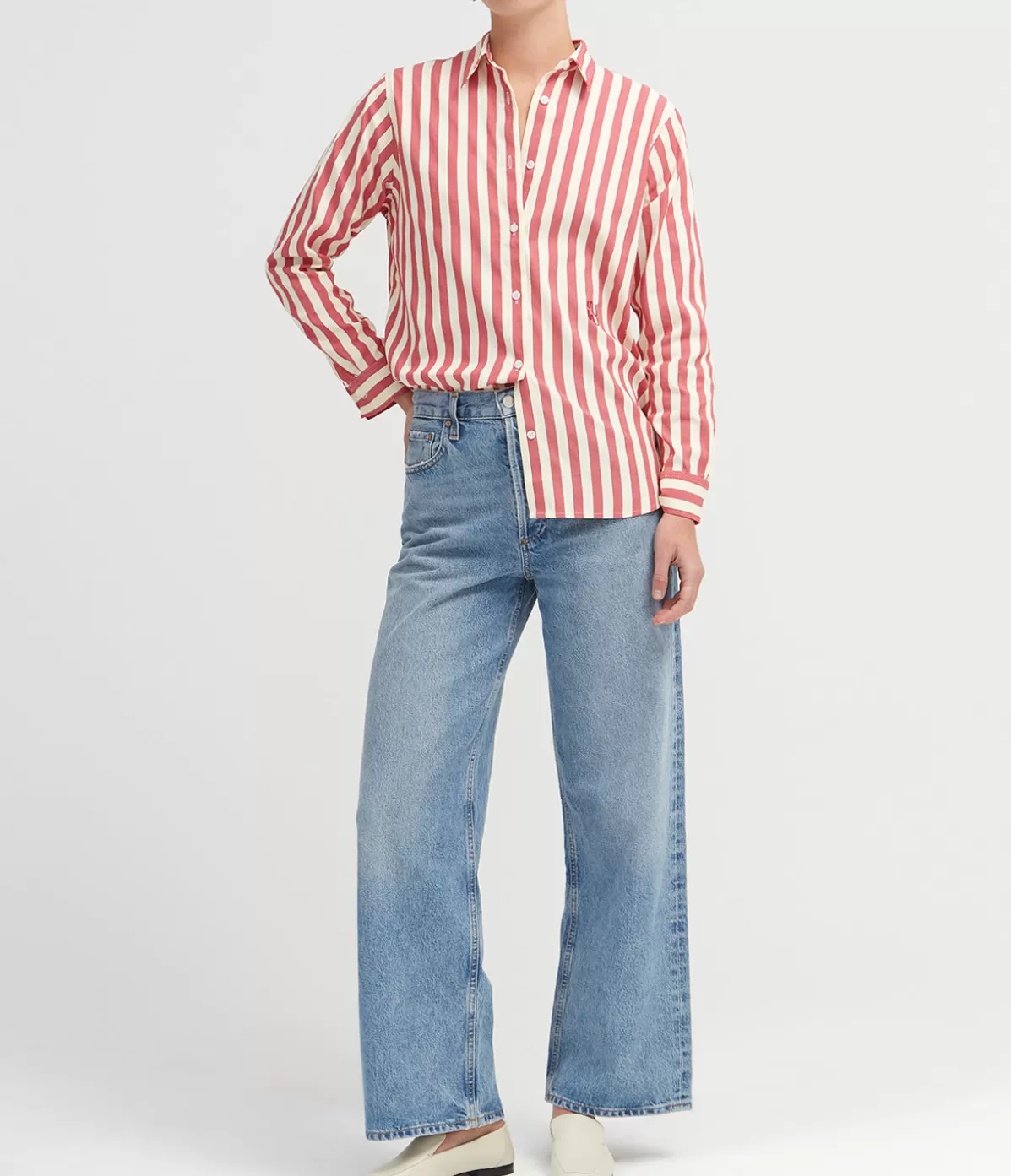 Yaitte Buoy Striped Shirt in Red and Off White Online