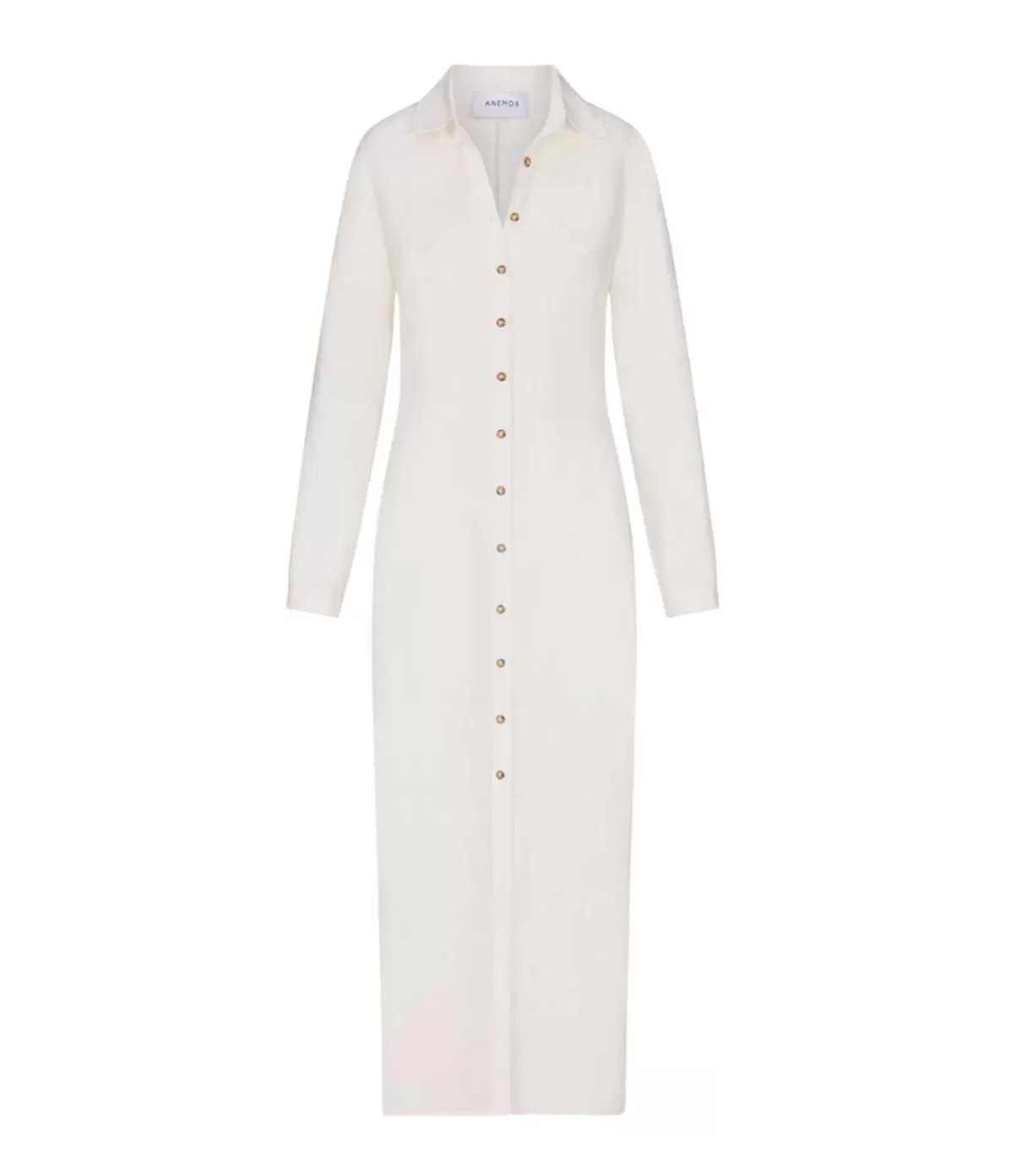 Anemos Button Down Cupro Maxi Shirt Dress in White Flash Sale