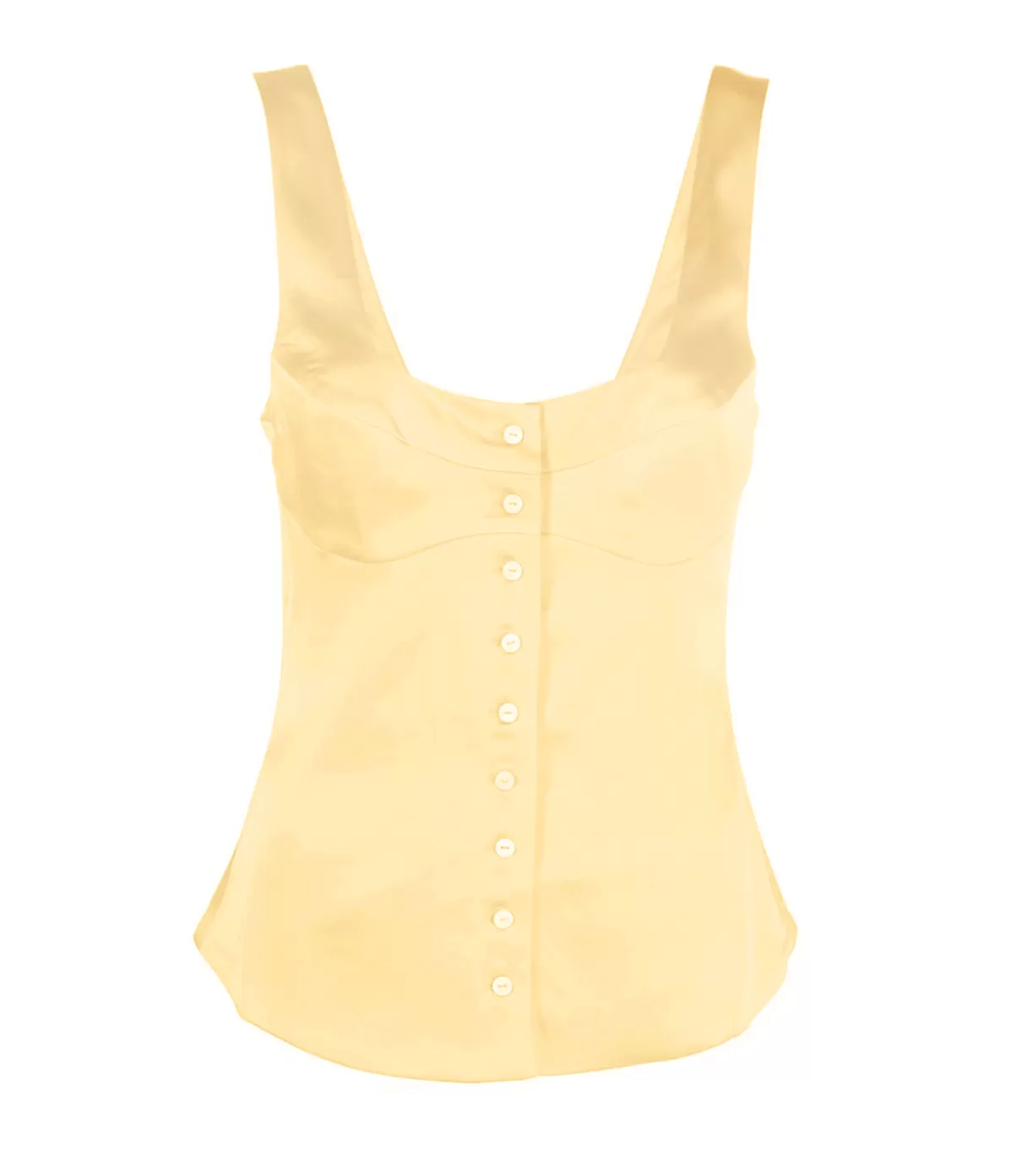 Maison Essentiele Button Down Vest in Pale Yellow Clearance