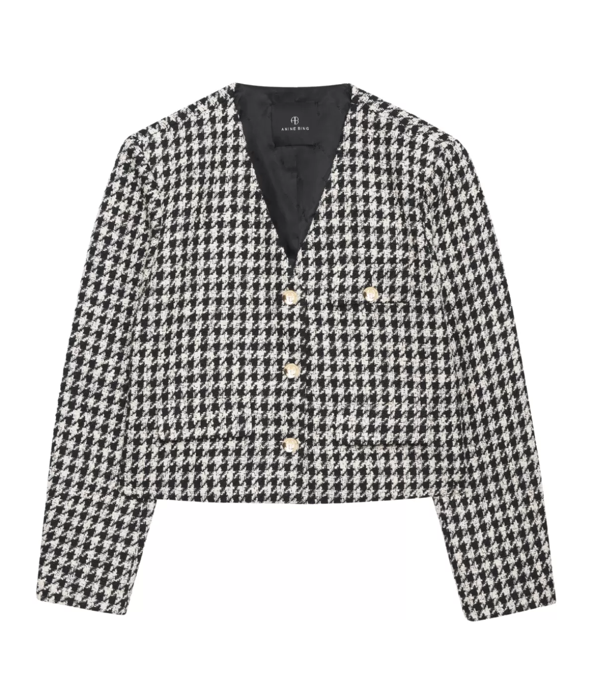 Anine Bing Cara Jacket in Cream and Black Houndstooth Sale