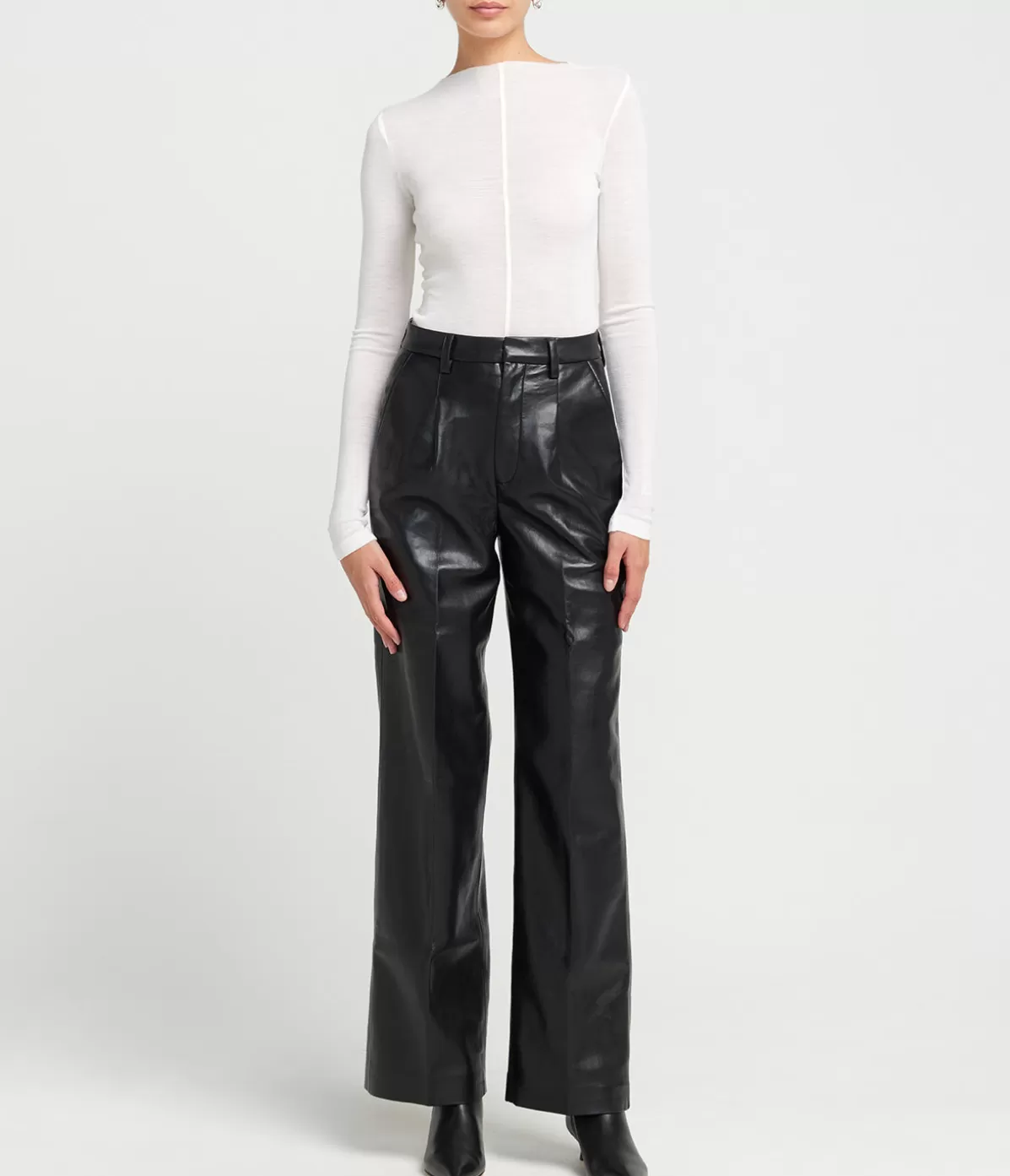 Anine Bing Carmen Recycled Leather Pant in Black Store