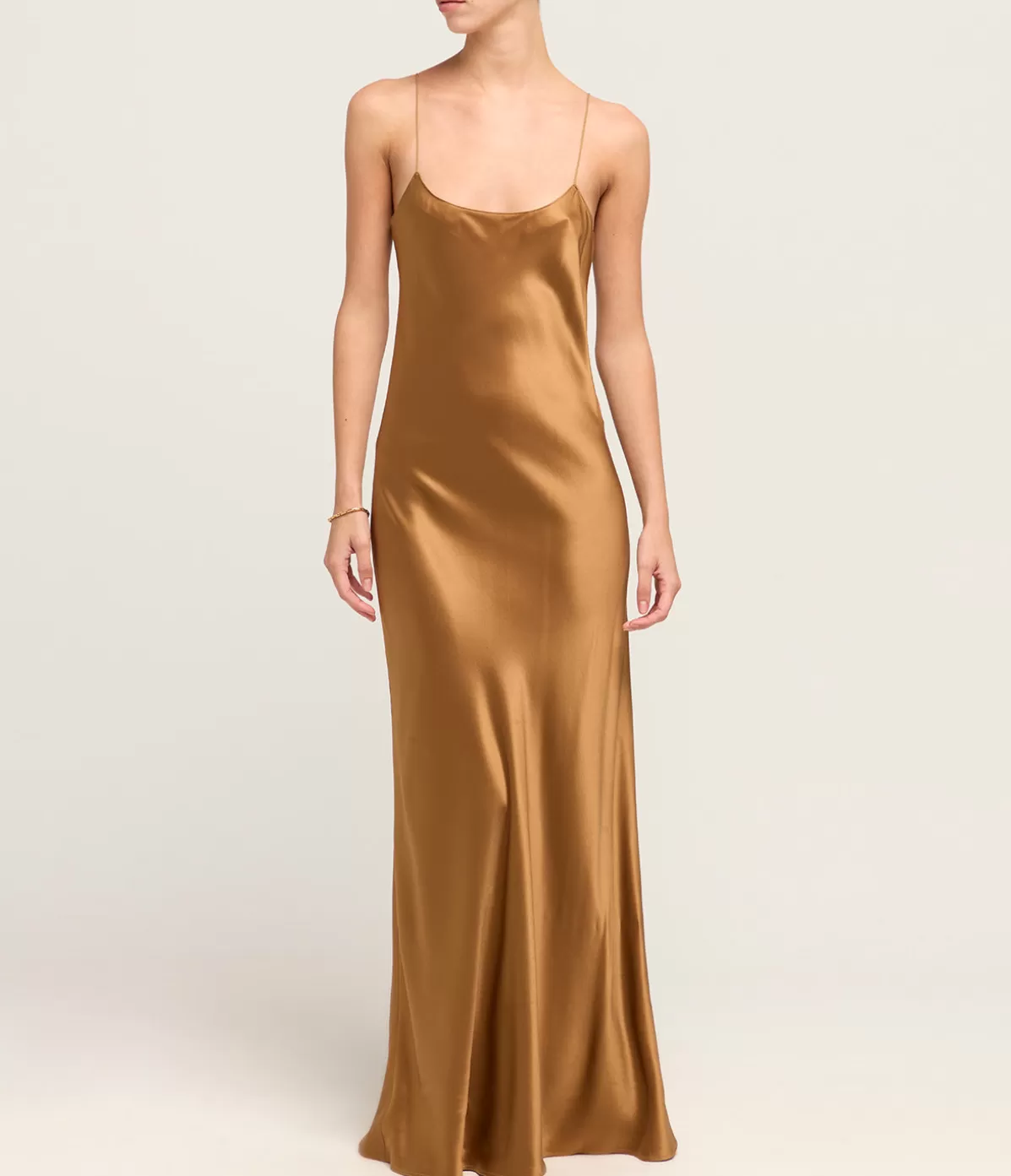 Refine Carolyn Silk Maxi Slip Dress in Toffee Shop