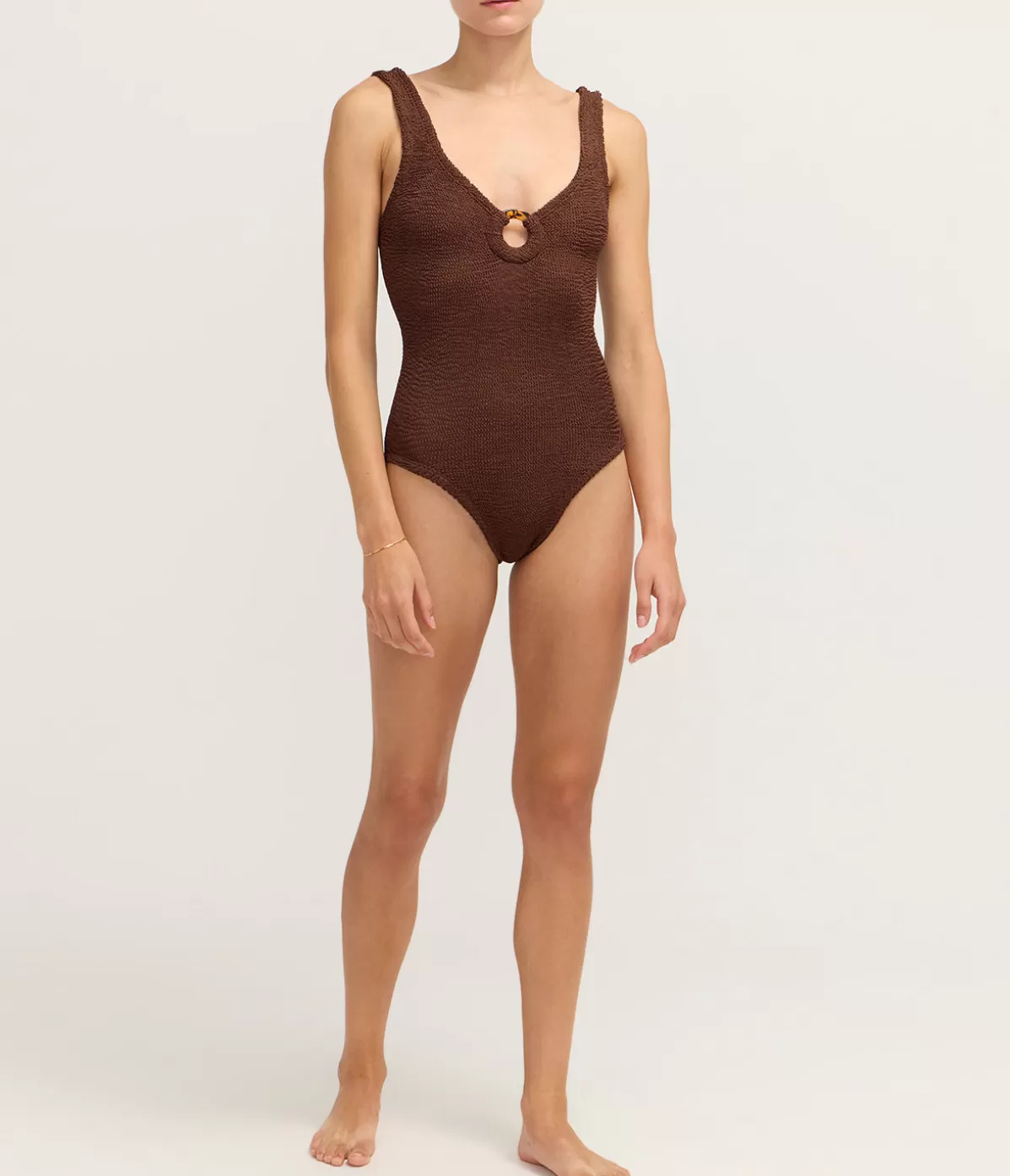 Hunza G Celine Swimsuit in Metallic Chocolate Hot