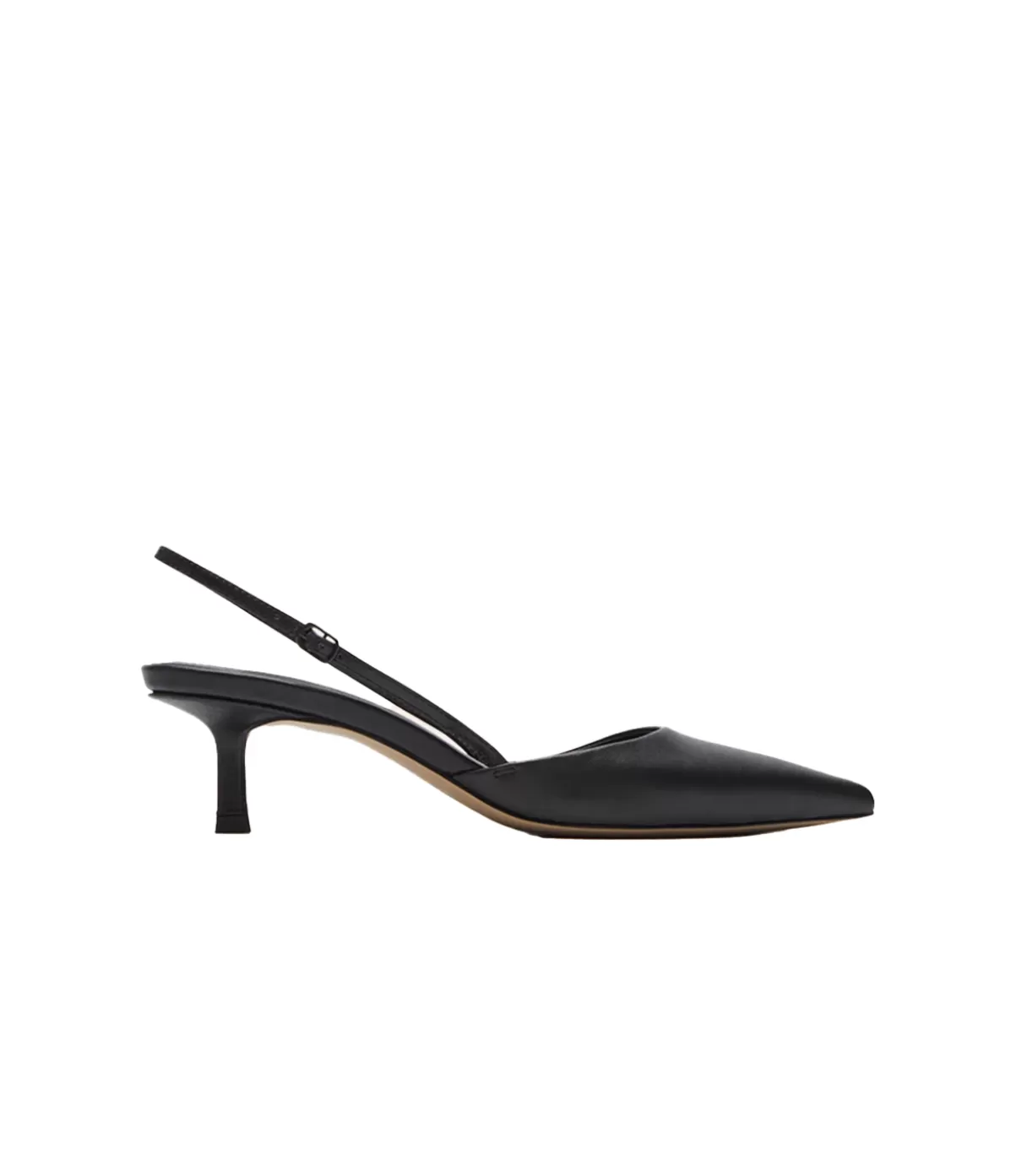 Nelson Made Clara Point Heel in Black Leather New