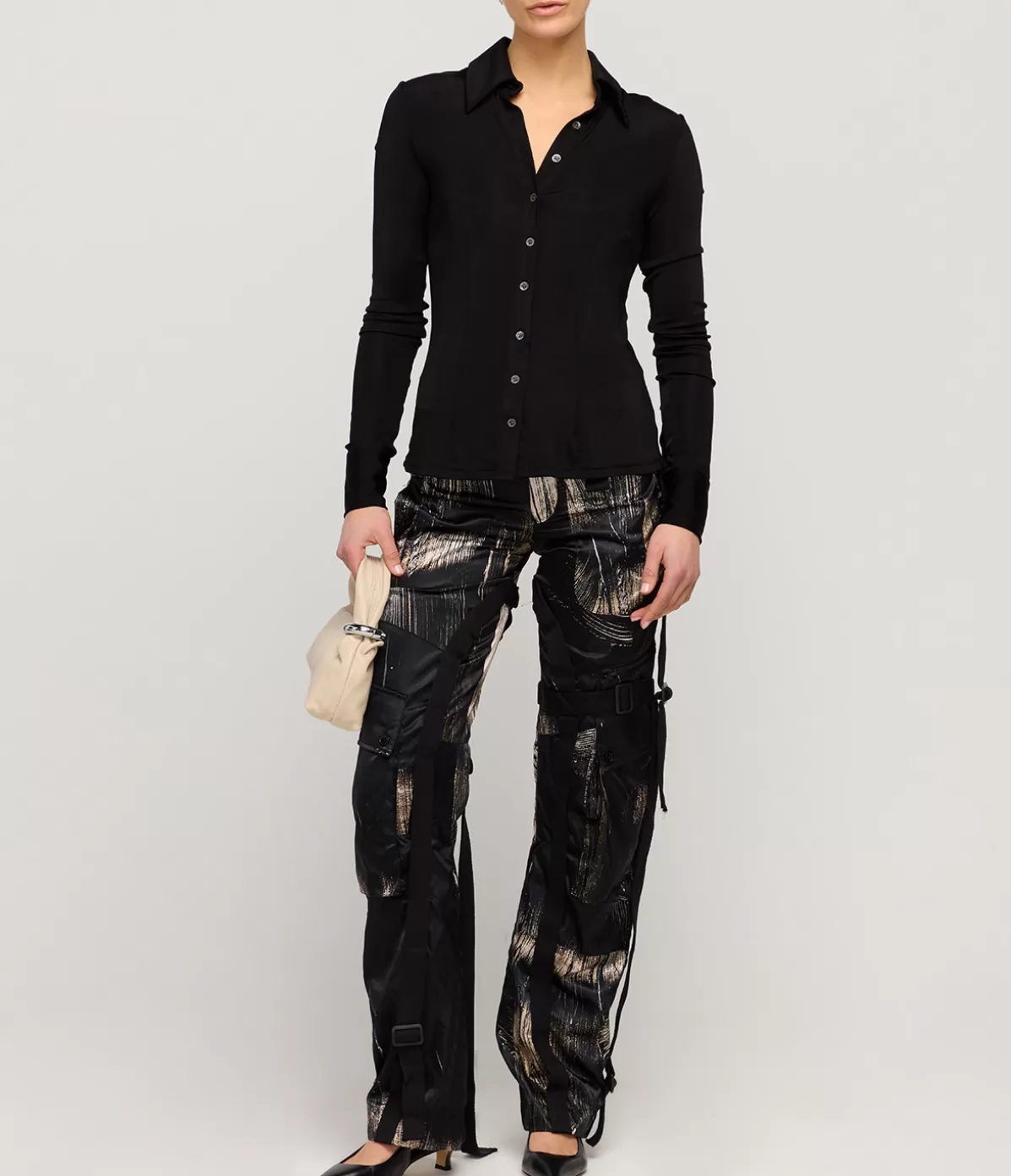 Louisa Ballou Classic Cargo Pants in Painted Black Sale