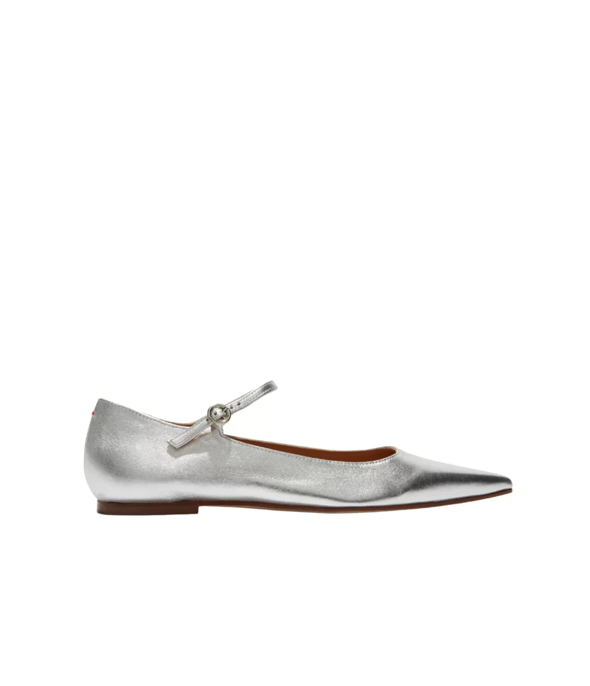 Aeyde Cleo Nappa Flat in Silver Flash Sale