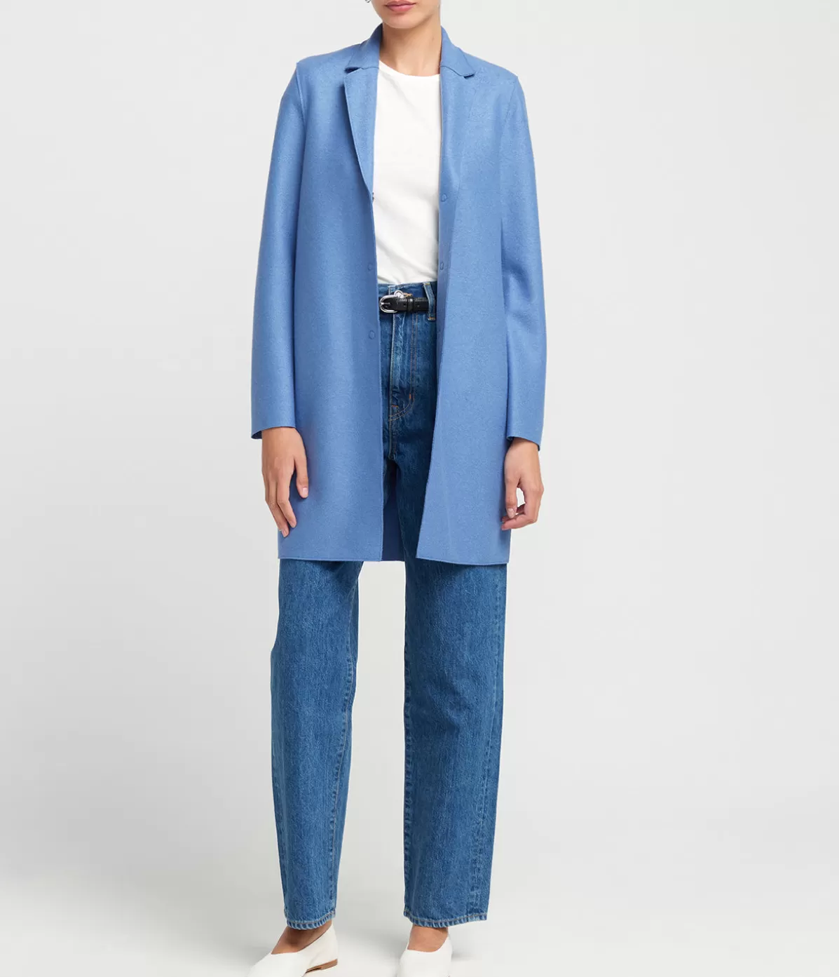 Harris Wharf London Cocoon Coat in Denim Blue Online