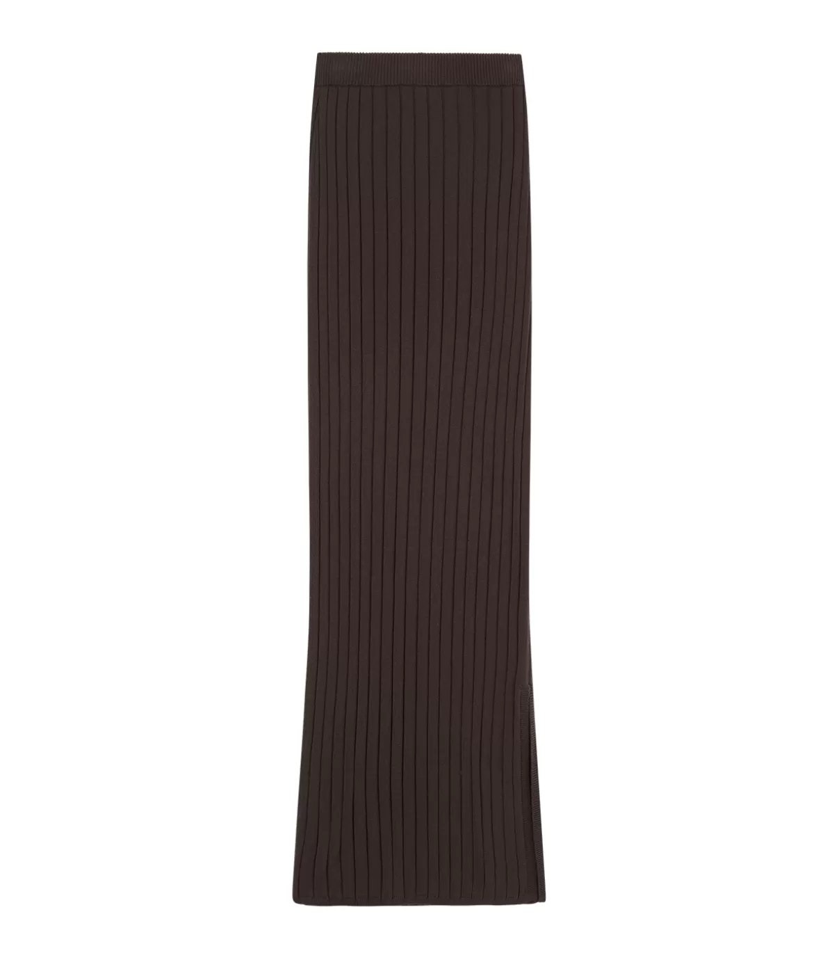 Lee Mathews Cotton Cashmere Ribbed Skirt in Chocolate Store