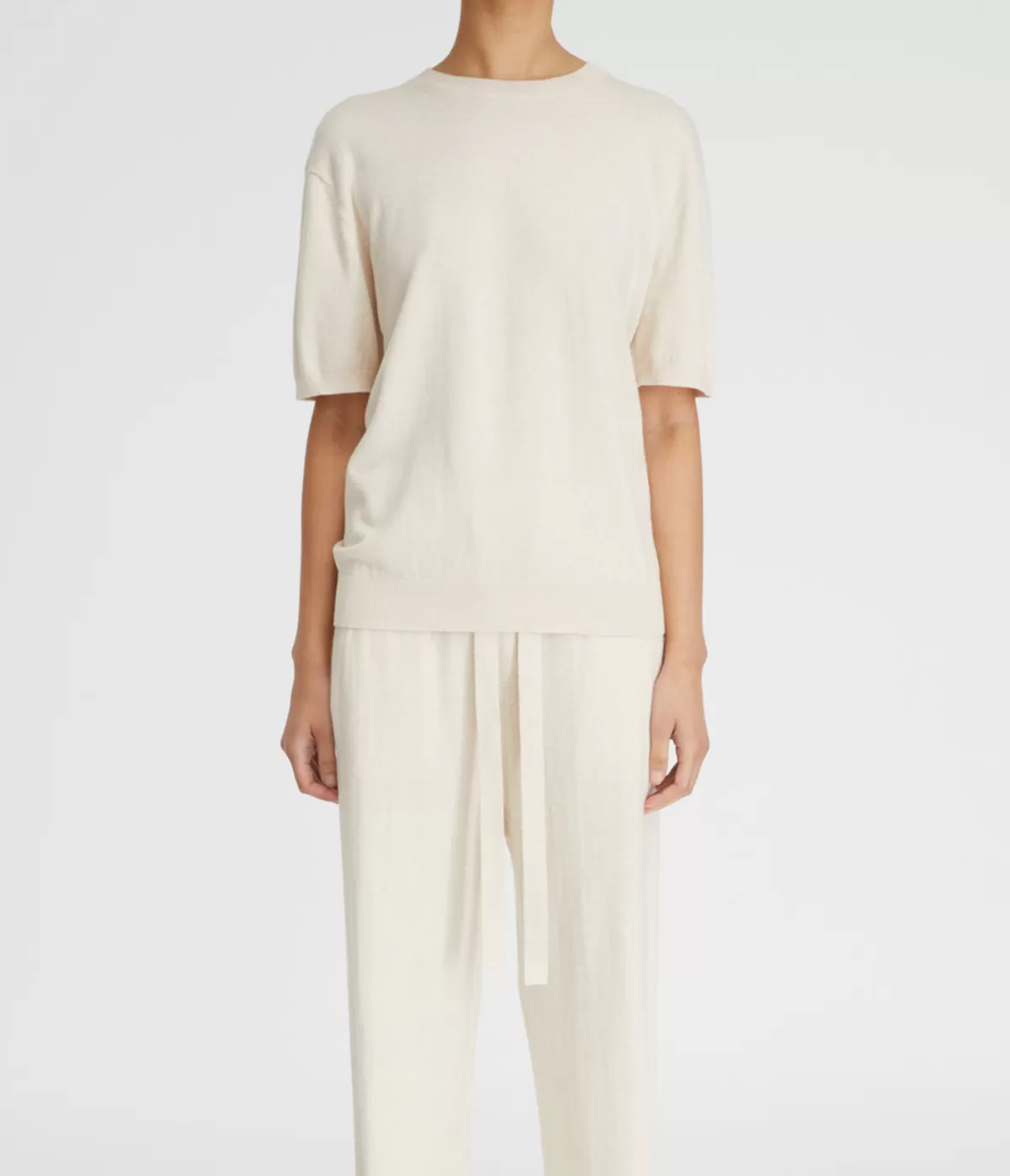 Lee Mathews Cotton Cashmere Tee Oat Neutral Clearance