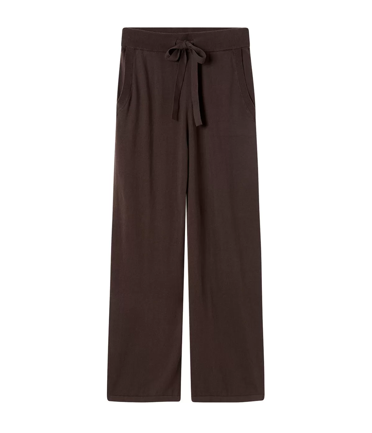 Lee Mathews Cotton Cashmere Wide Leg Pant in Chocolate Cheap