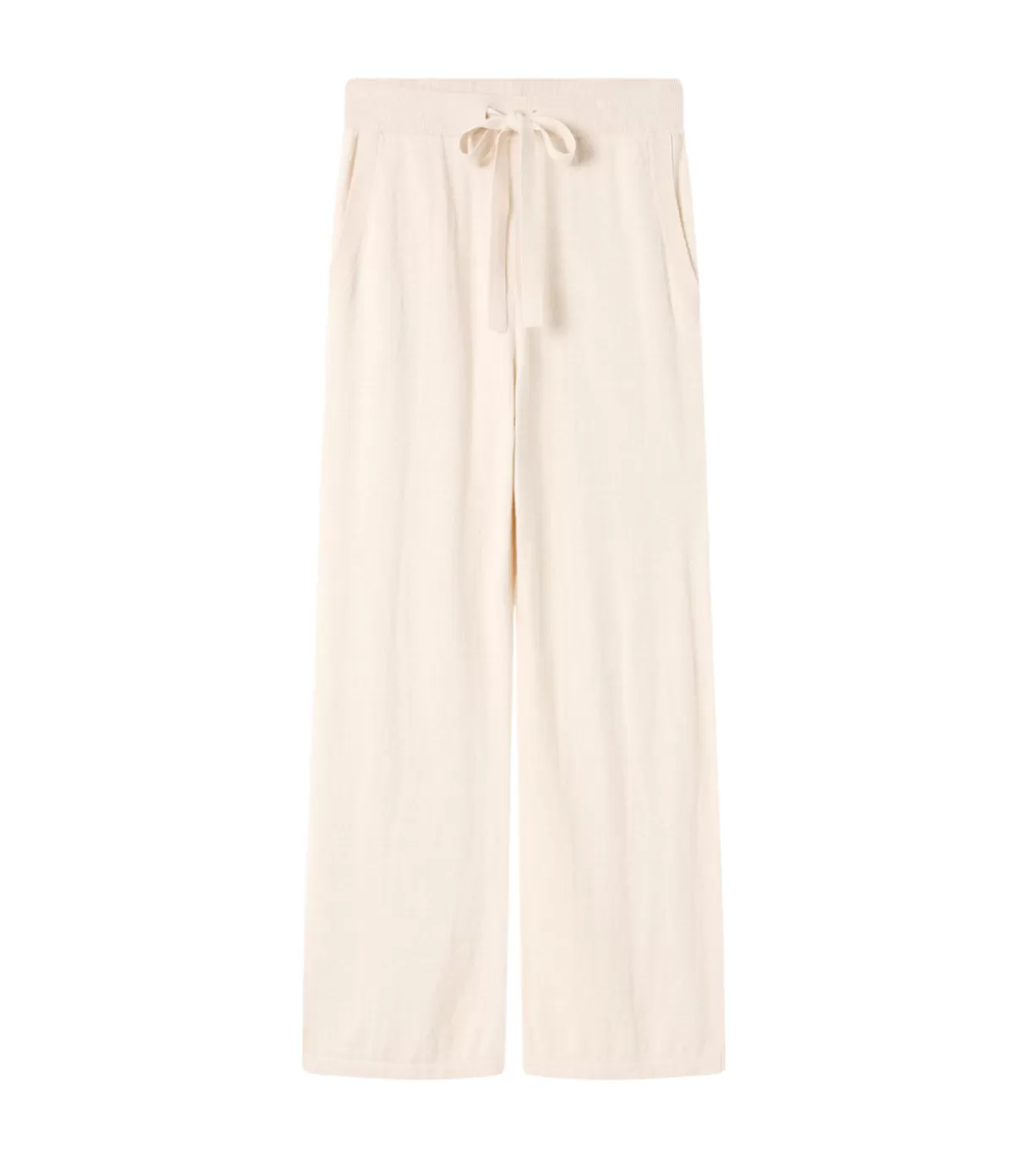 Lee Mathews Cotton Cashmere Wide Leg Pant Oat Neutral Best