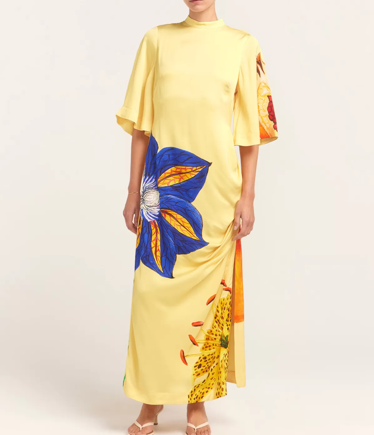 ALEMAIS Dahlia Midi Dress in Lemon Shop