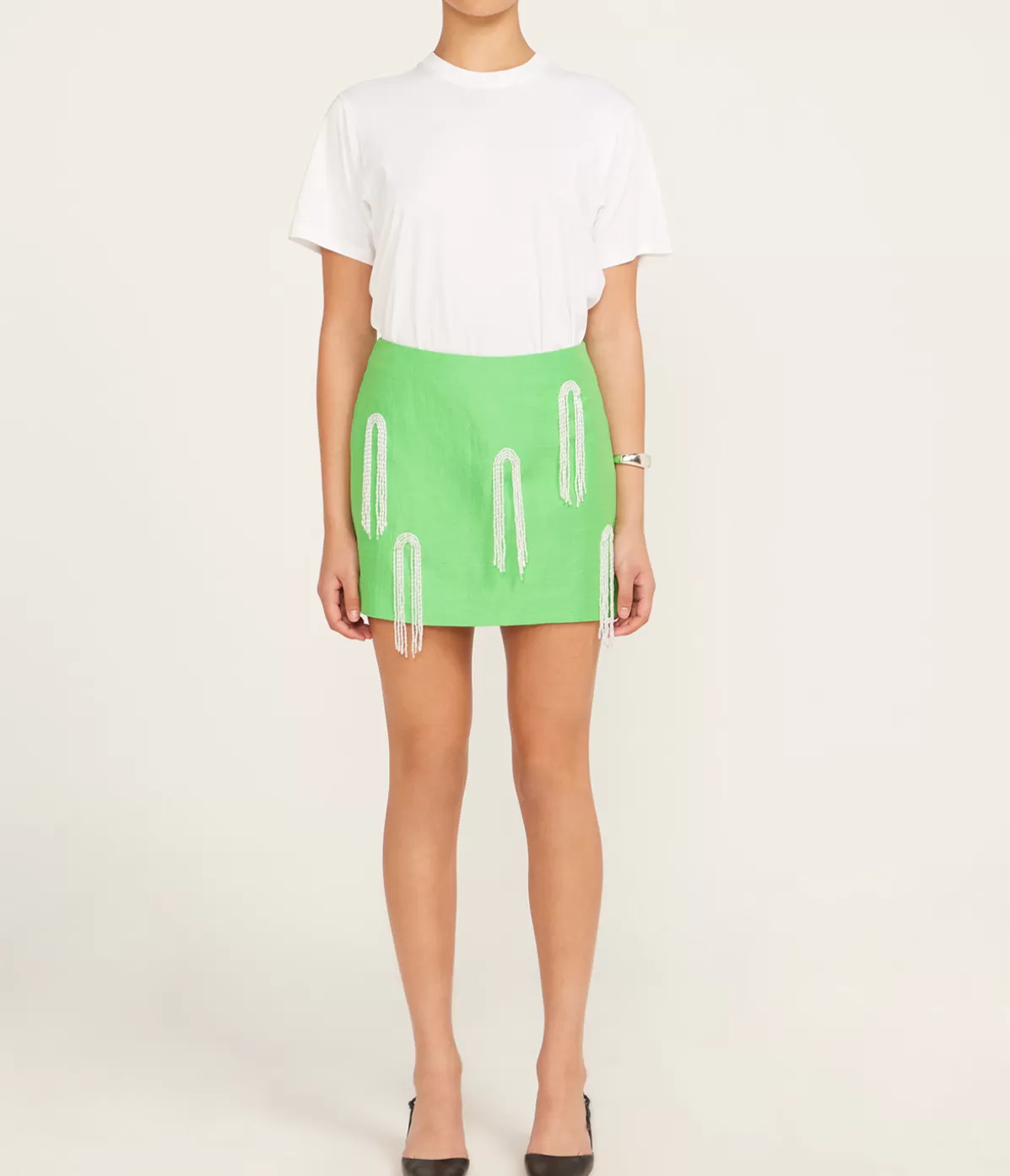 Alemais Dazzle Mini Skirt in Green Clearance