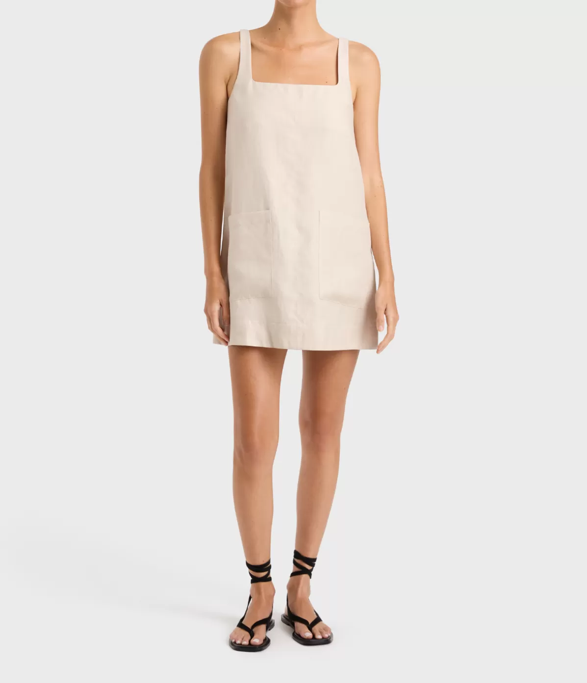 Bondi Born Delphi A-Line Mini Dress in Sand Store