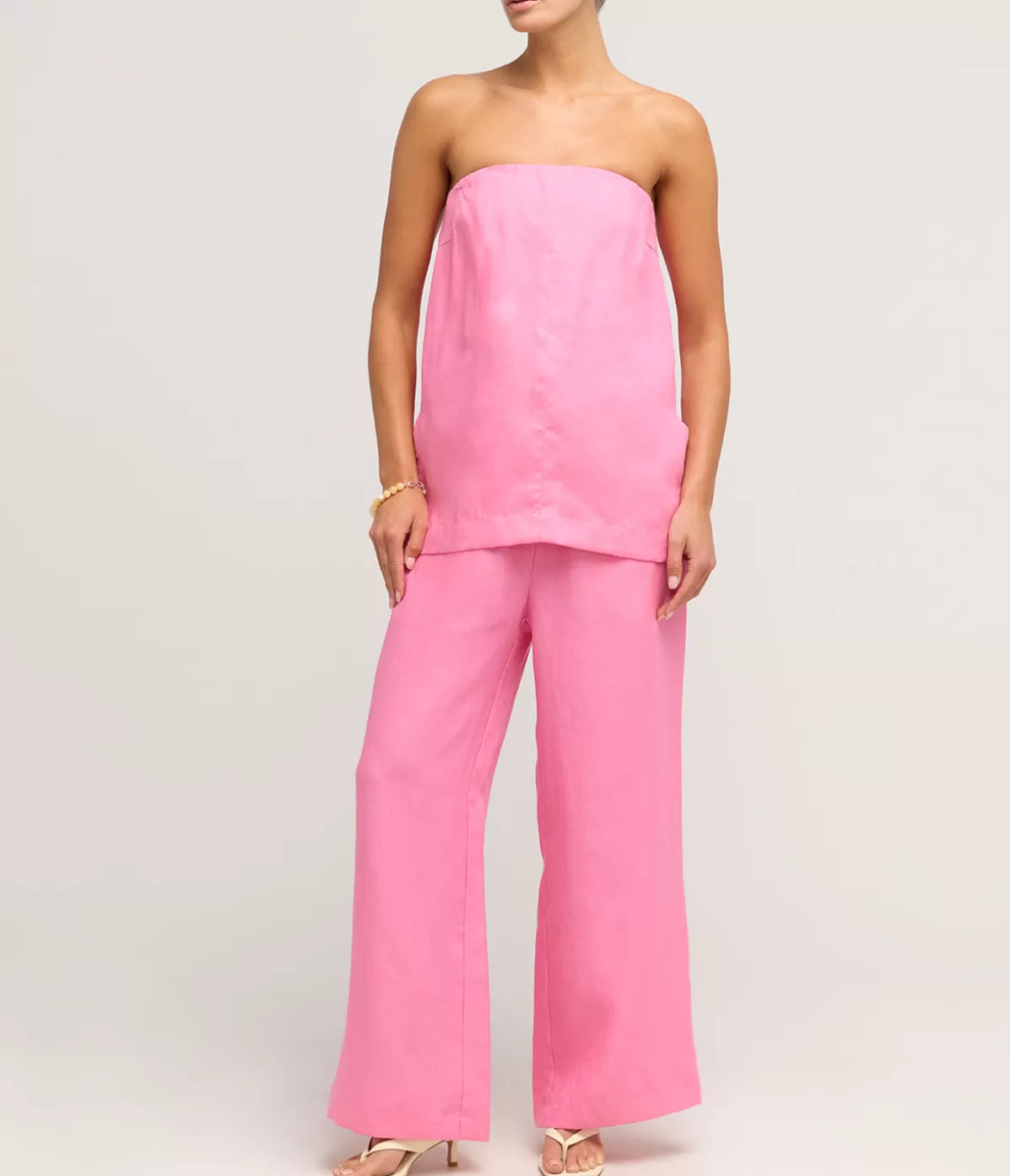 Bondi Born Delphi Organic Linen Drawstring Pant in Rose Shop