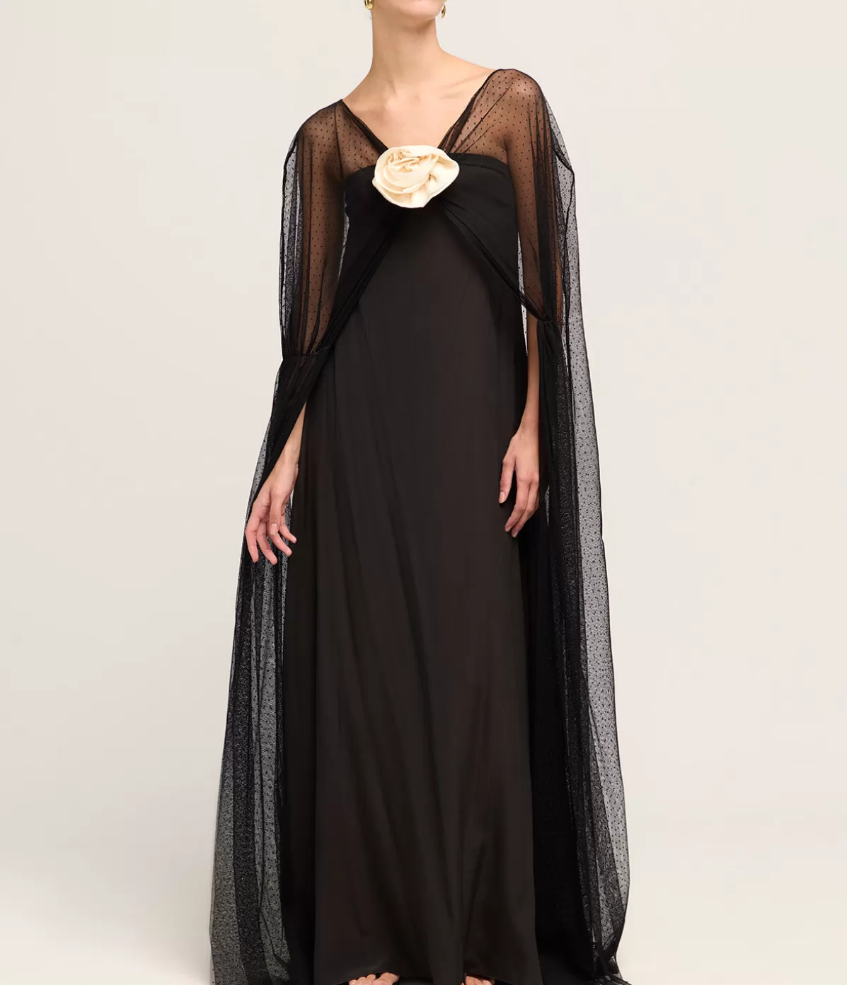 Bernadette Delphine Sheer Maxi Dress in Black Best Sale