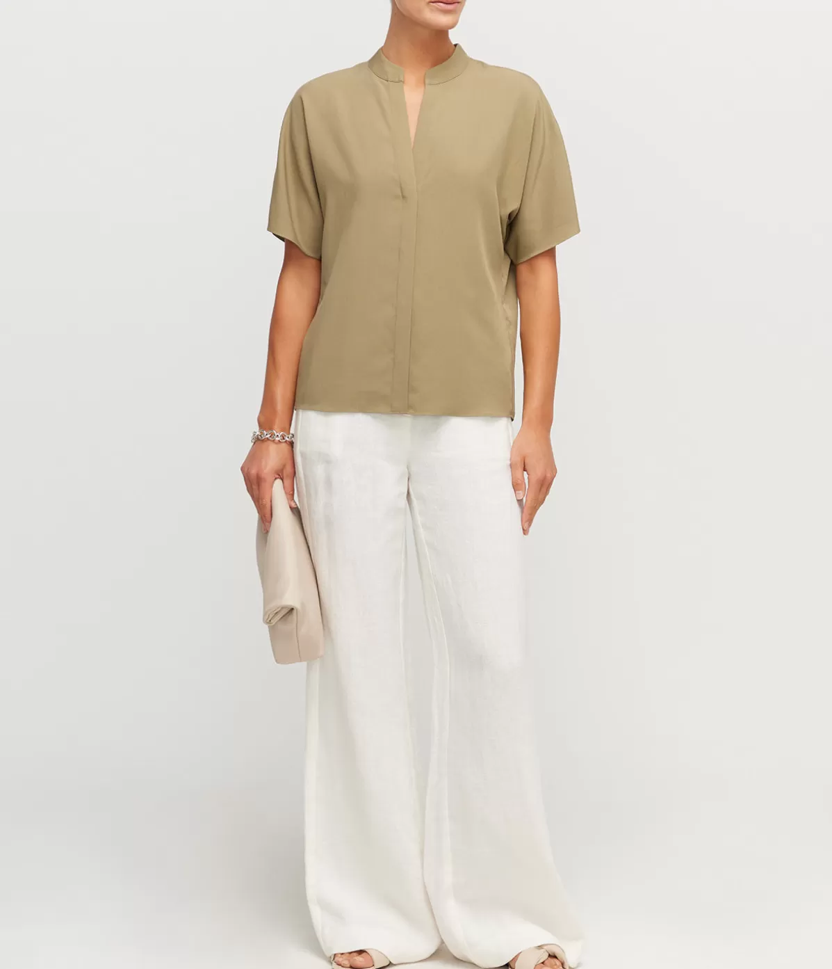 Vince Dolman Band Collar Shirt in Artichoke Best Sale