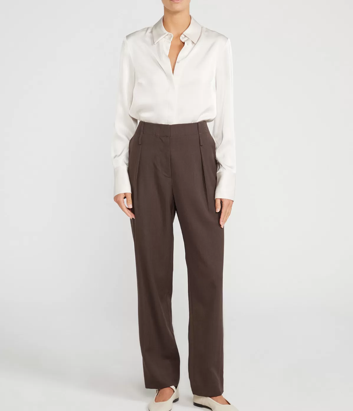 A.Emery Draper Tailored Pant in Chocolate Flash Sale