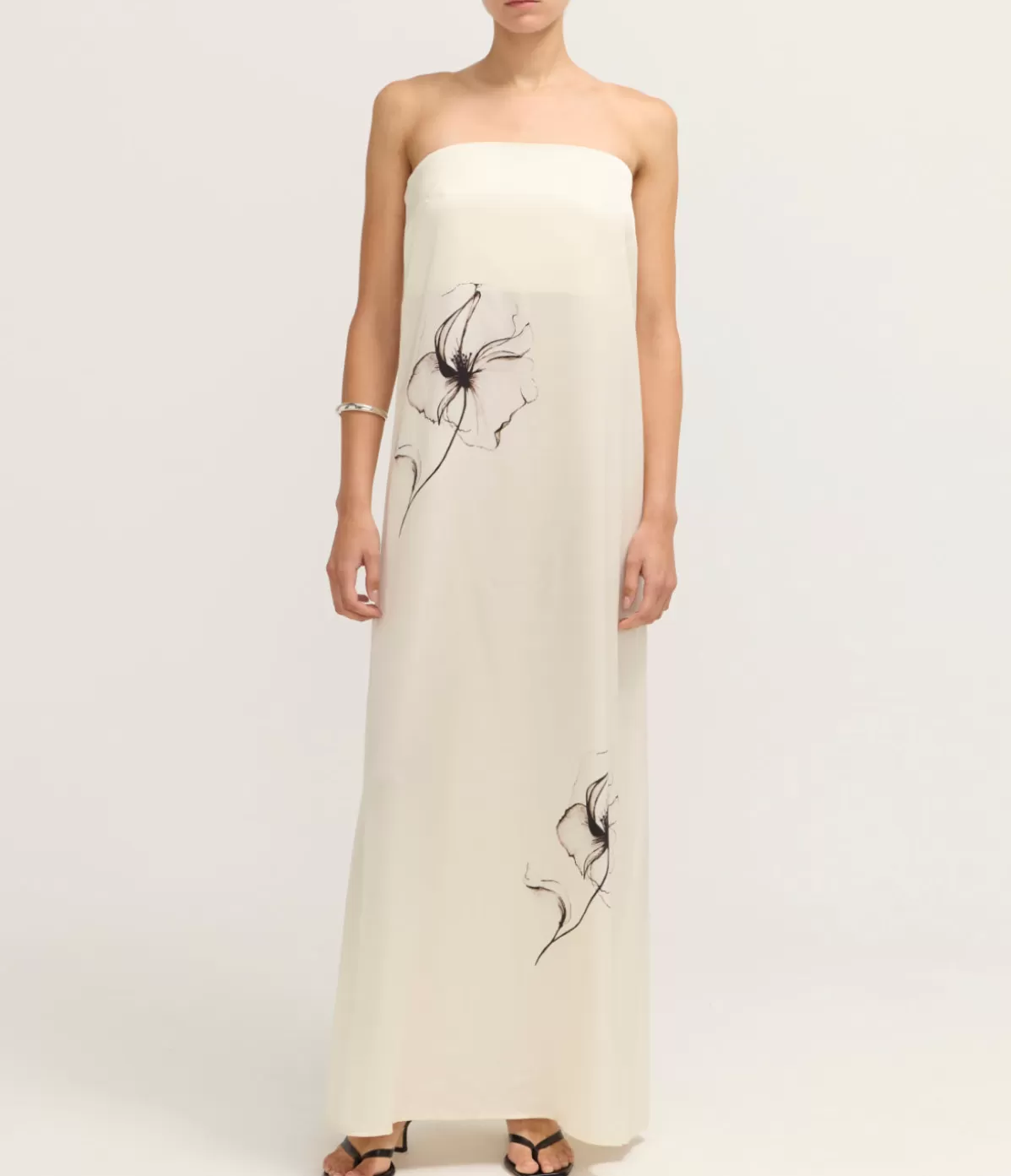 Third Form Dream State Strapless Dress in Cream Floral Flash Sale