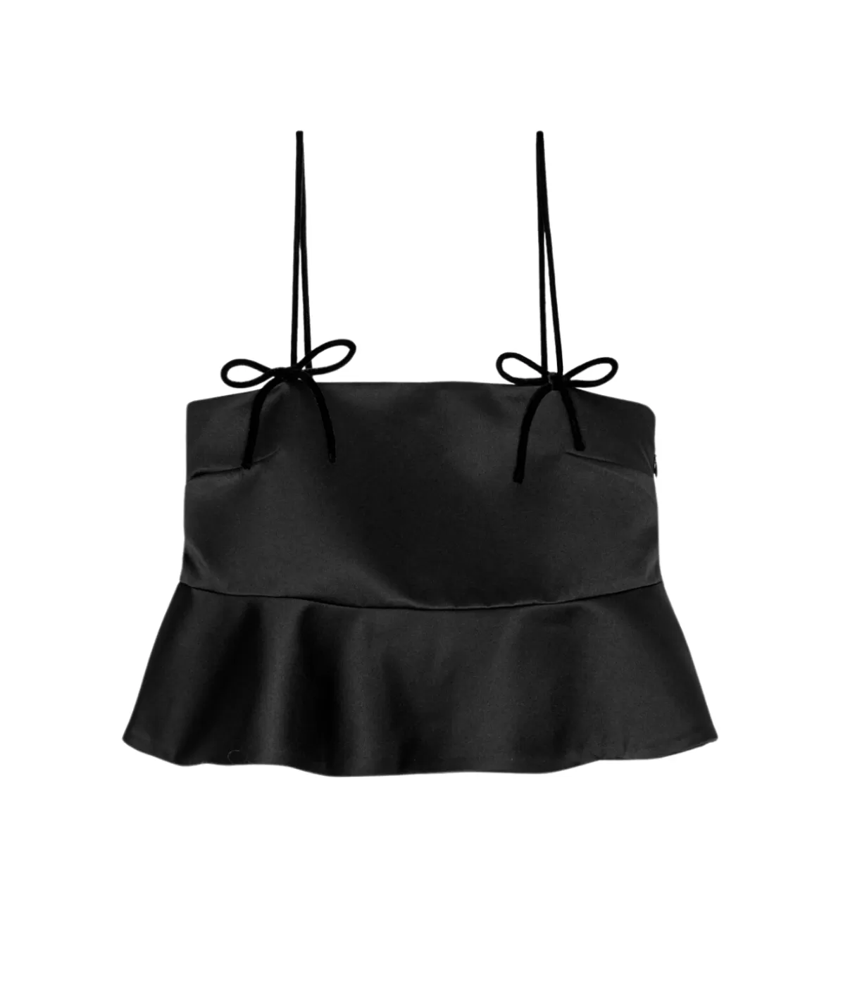 Ganni Duchesse Satin Top in Black Sale