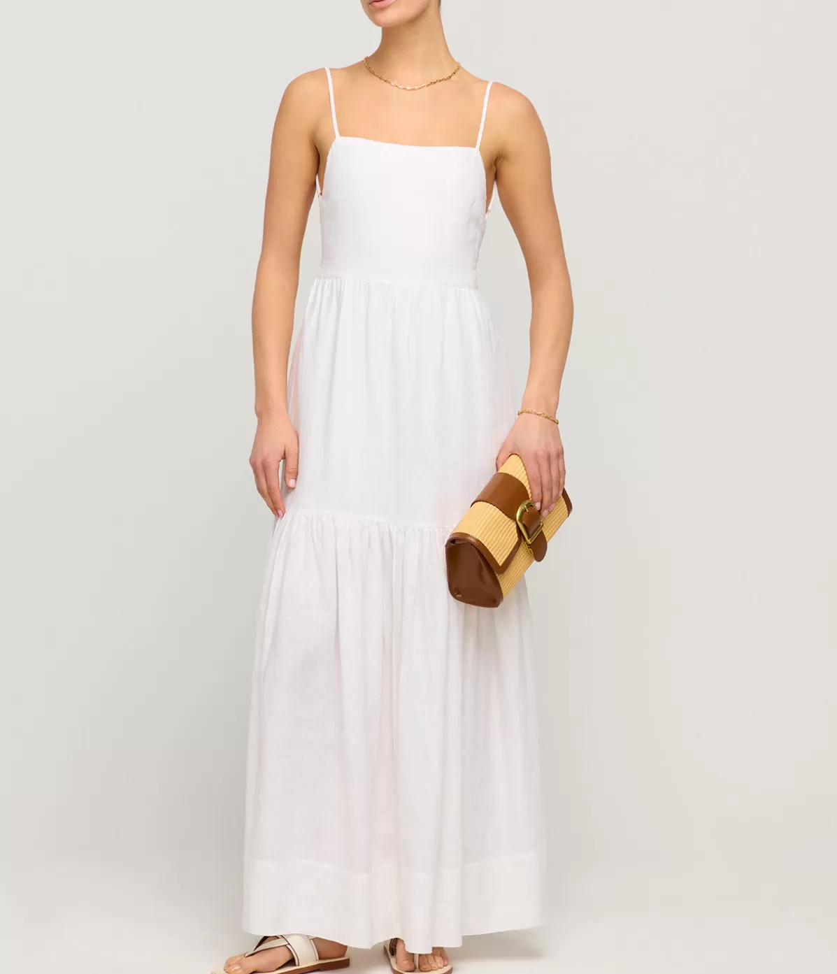 Posse Ellie Linen Maxi Dress in Ivory Cheap